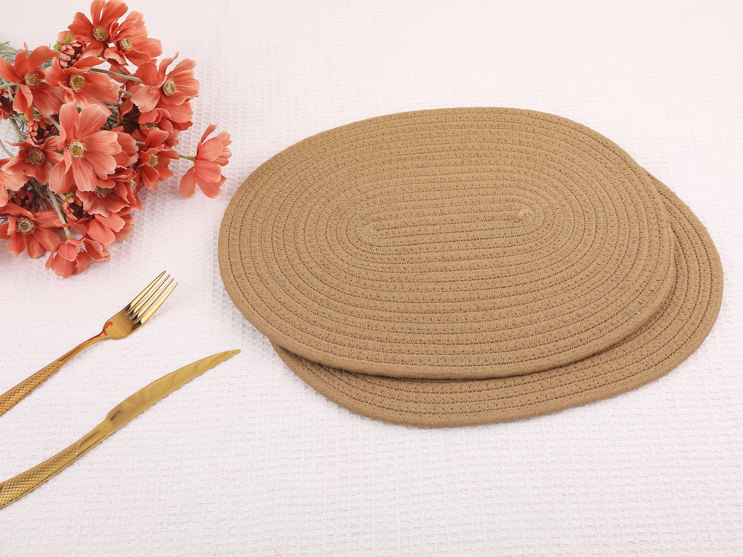 Farmhouse Placemats Set of 4 Cotton Rope for Dining Table Decor Wipe Clean 15.5*12in