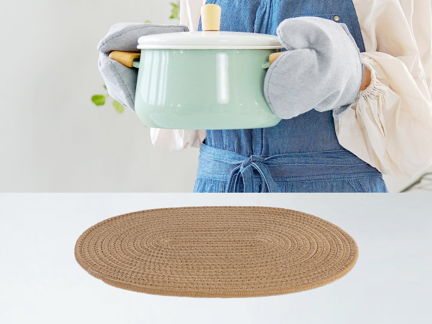 Farmhouse Placemats Set of 4 Cotton Rope for Dining Table Decor Wipe Clean 15.5*12in