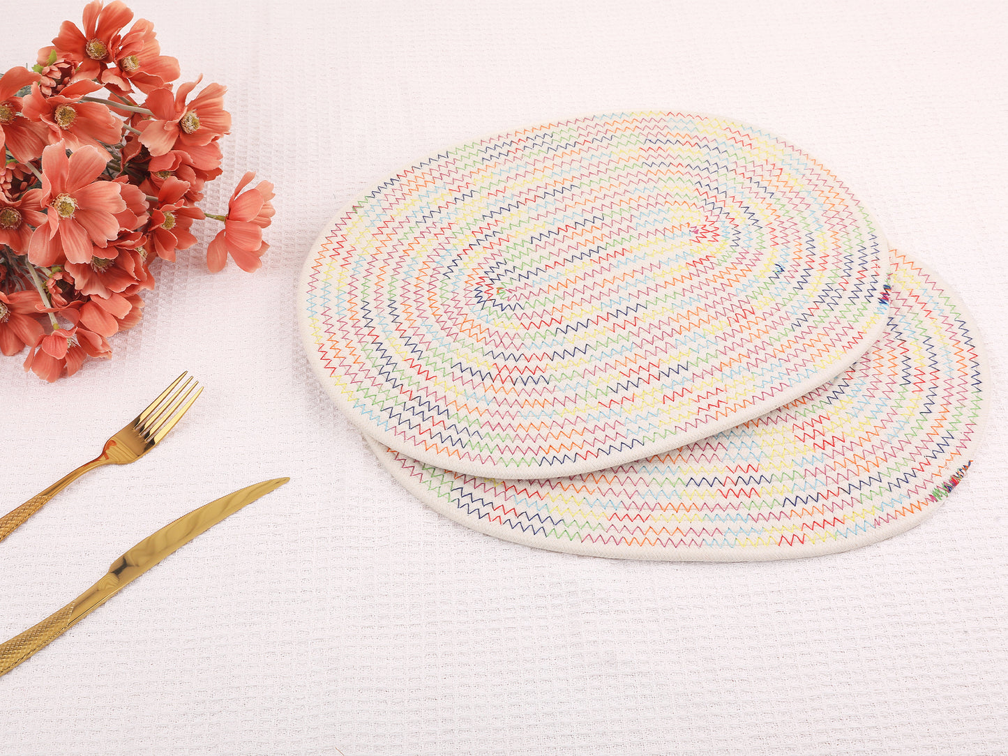 Farmhouse Placemats Set of 4 Cotton Rope for Dining Table Decor Wipe Clean 15.5*12in