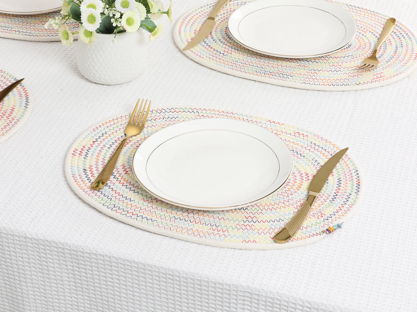 Farmhouse Placemats Set of 4 Cotton Rope for Dining Table Decor Wipe Clean 15.5*12in