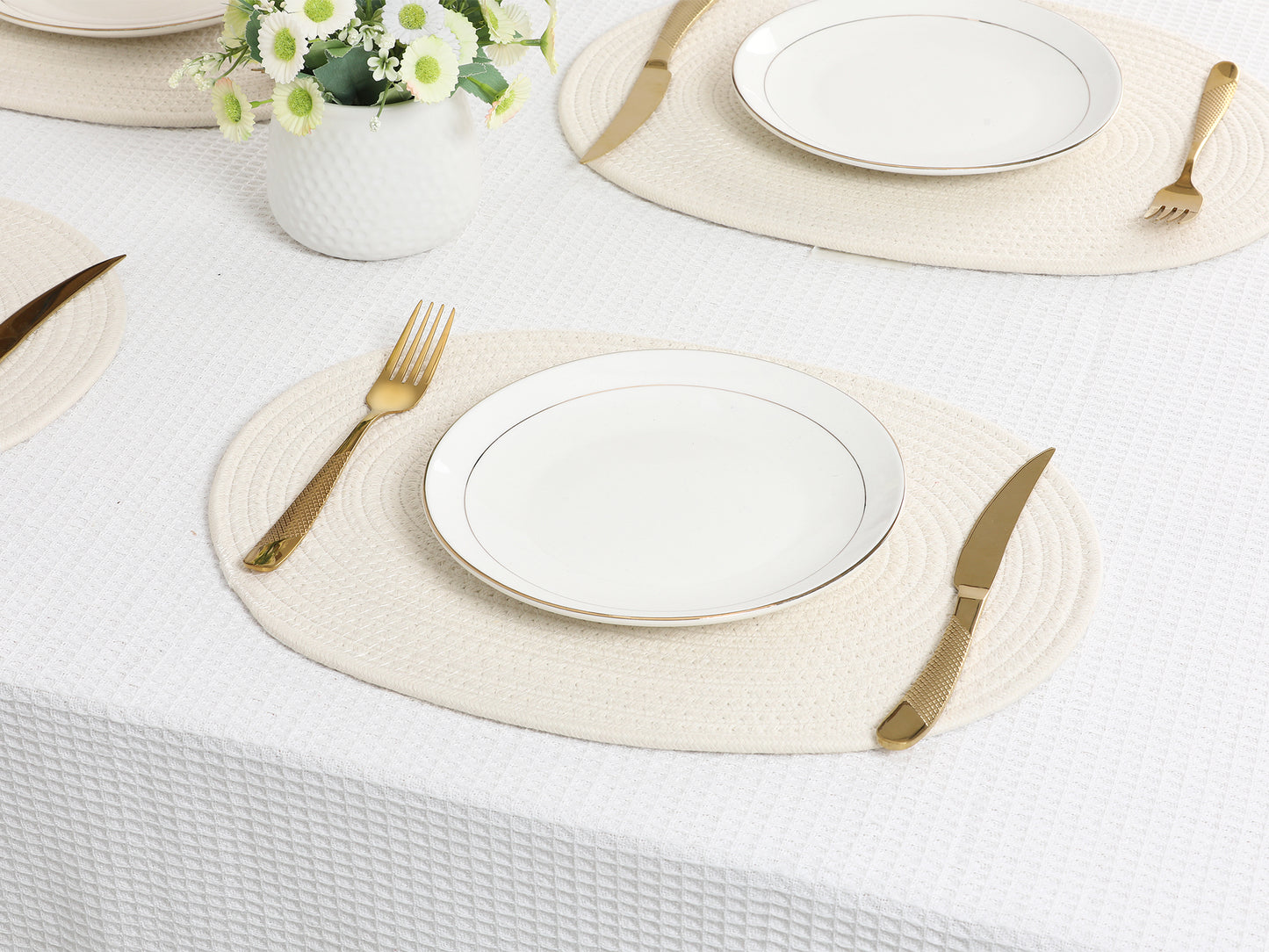 Farmhouse Placemats Set of 4 Cotton Rope for Dining Table Decor Wipe Clean 15.5*12in