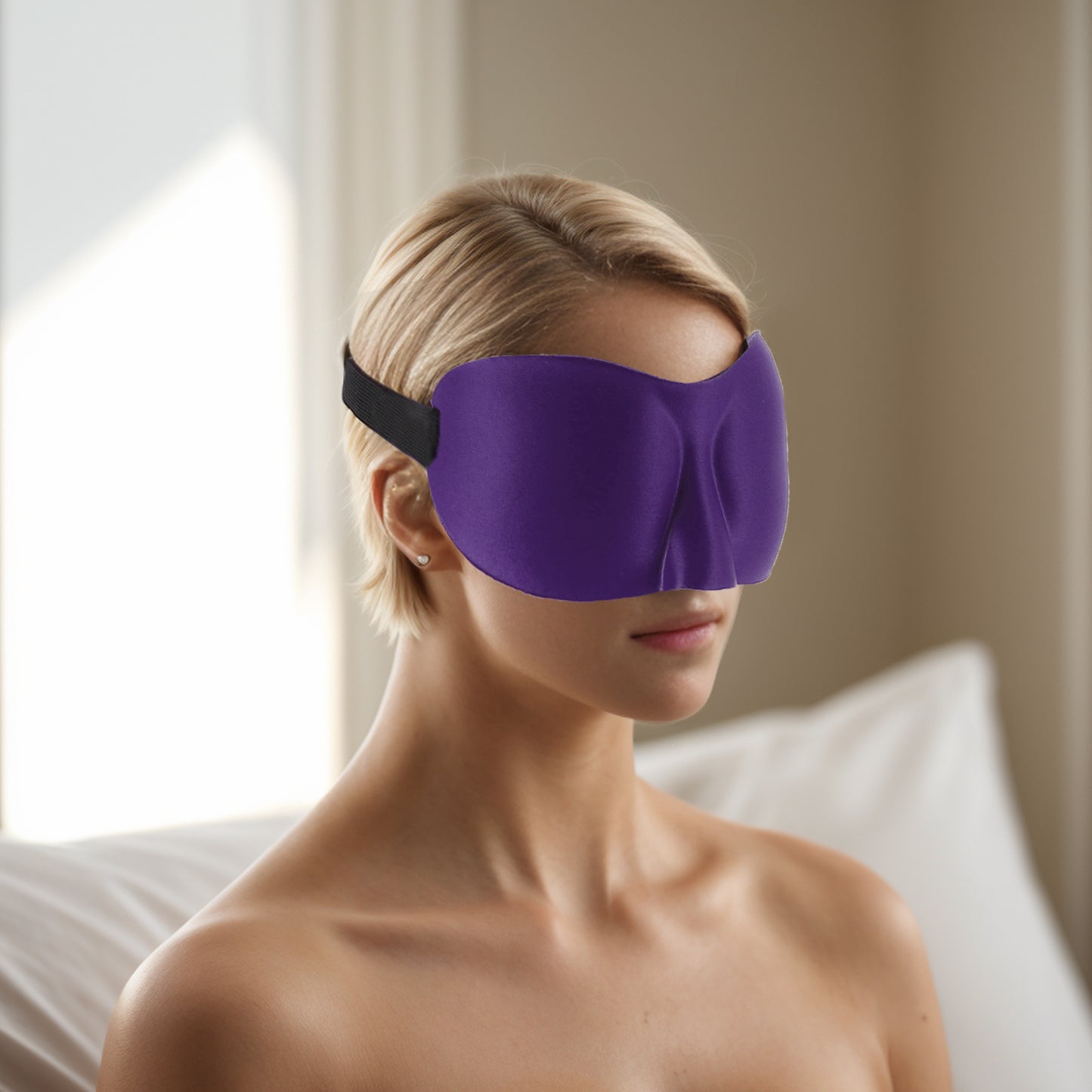 Breathable Elastic Band 3D Sleep Mask for Travel Rest Purple