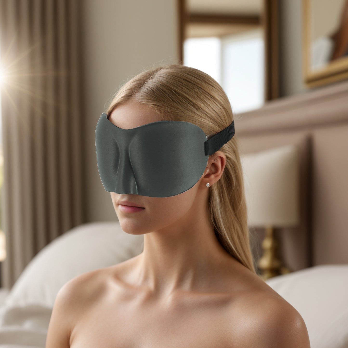 Breathable Elastic Band 3D Sleep Mask for Travel Rest Gray