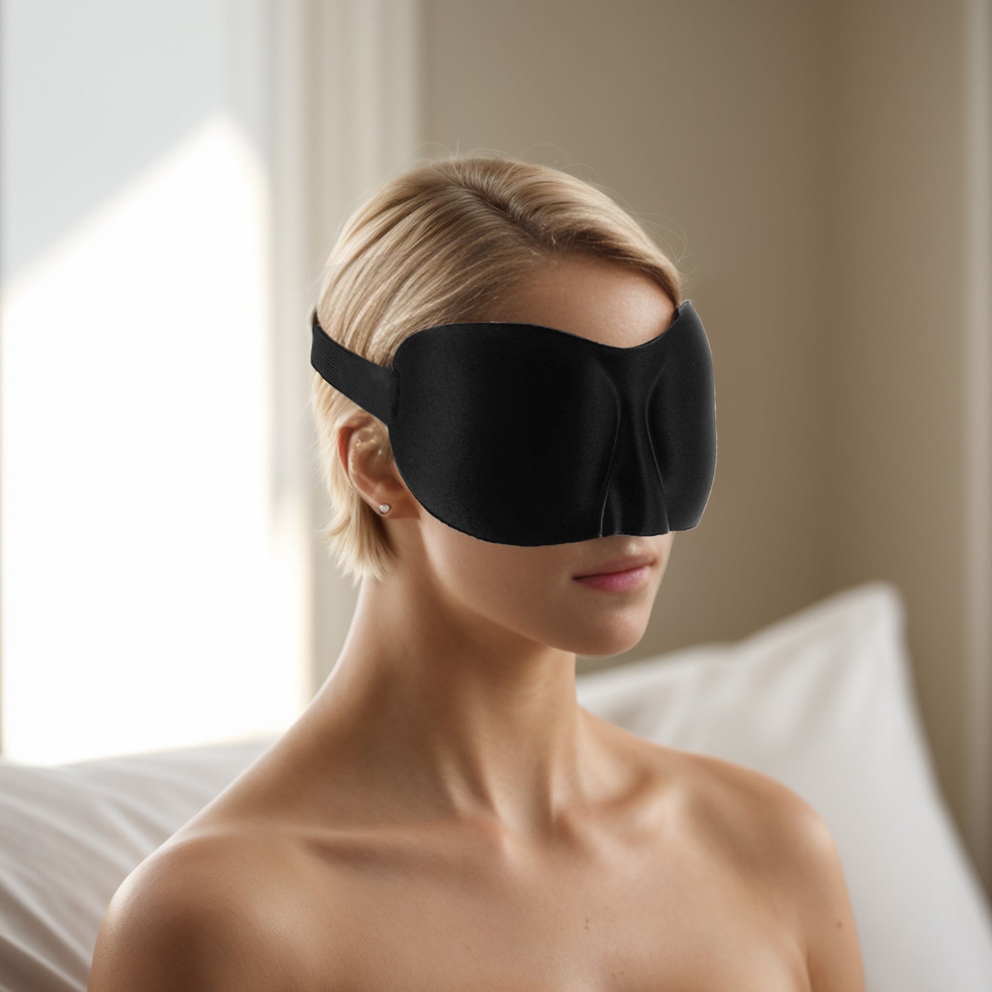 Breathable Elastic Band 3D Sleep Mask for Travel Rest Black