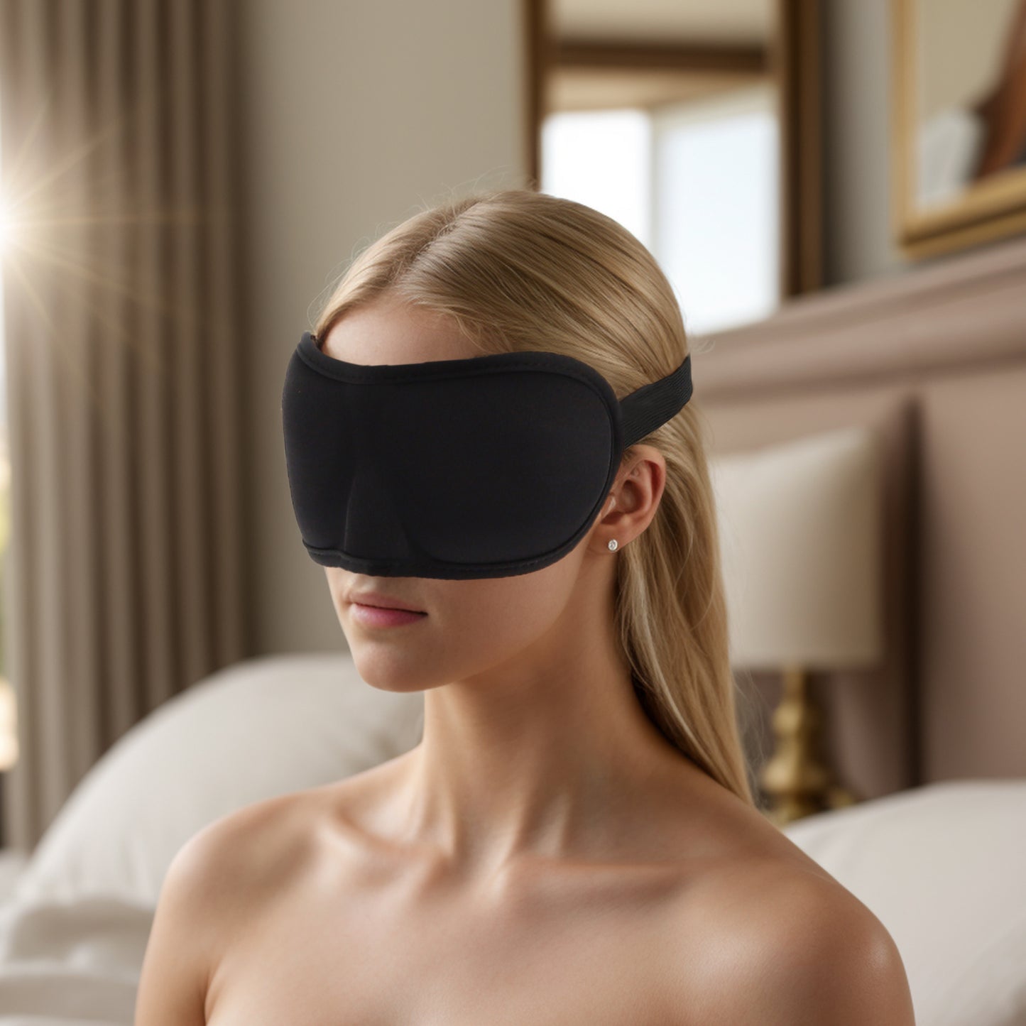 Breathable Elastic Band Sleep Mask 3D Eye Shade Cover for Rest Black