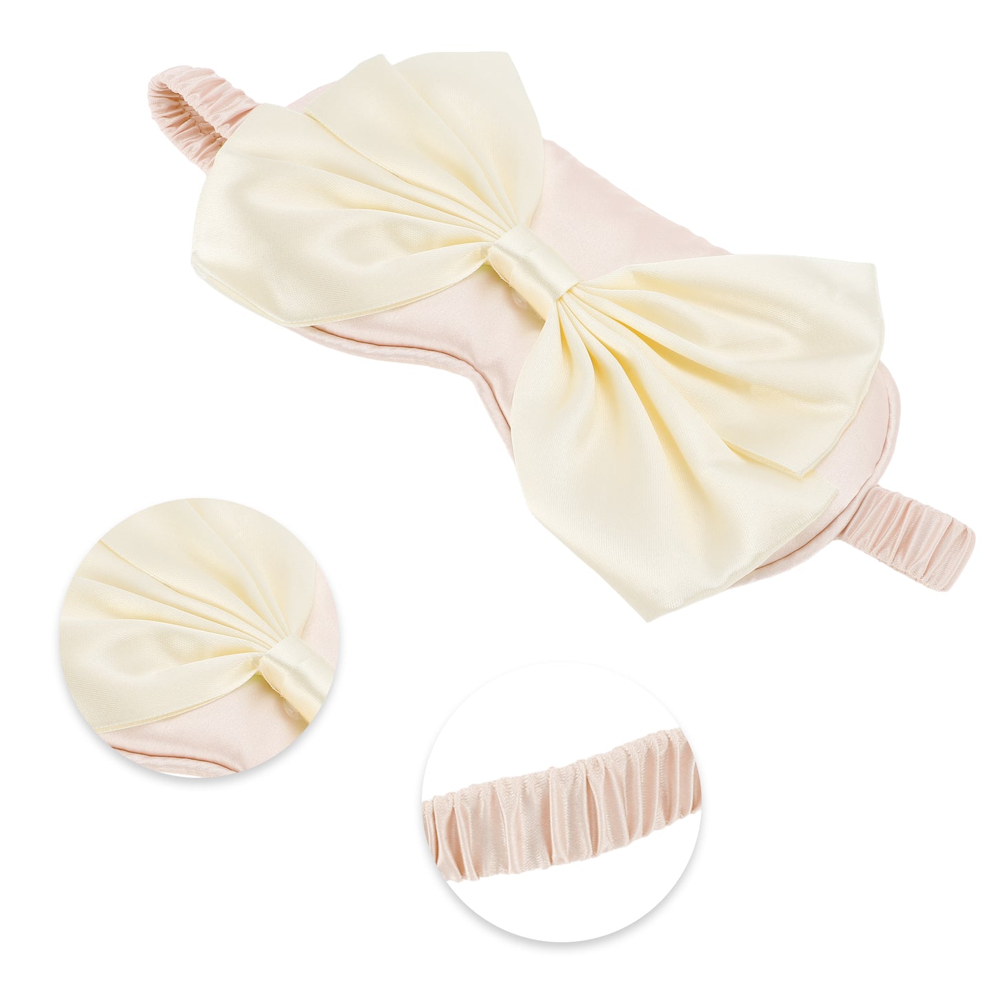Soft Cute Bow Sleep Mask Elastic Eye Shade Cover for Travel Light Pink