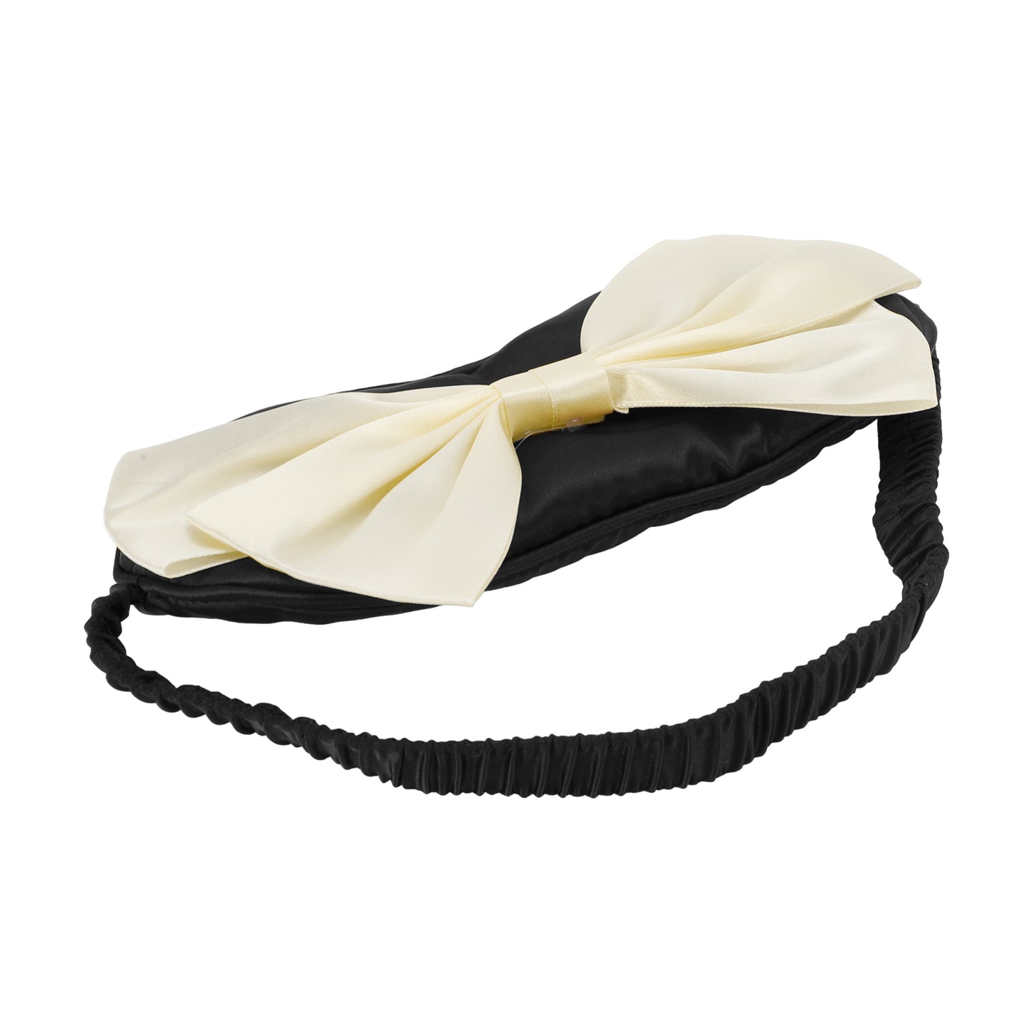 Soft Cute Bow Sleep Mask Elastic Eye Shade Cover for Travel Black, Beige