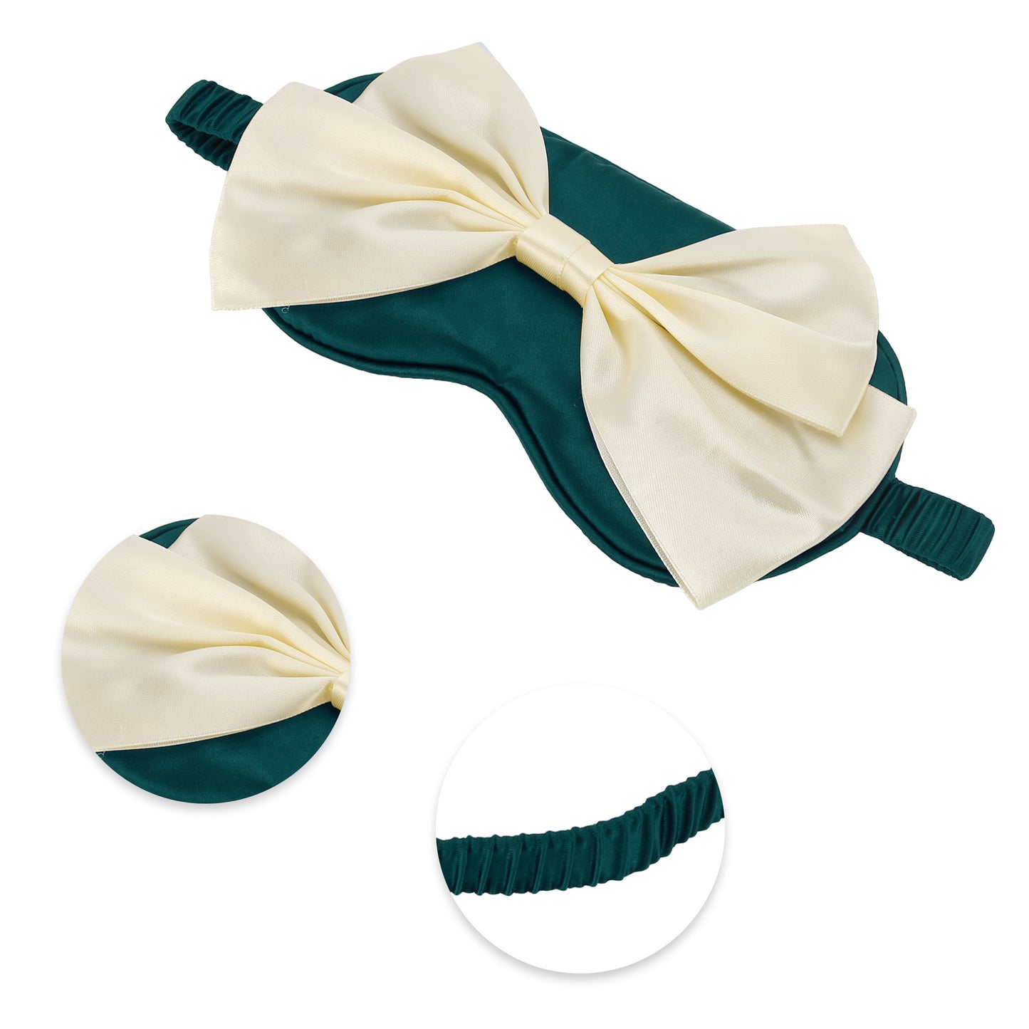 Soft Cute Bow Sleep Mask Elastic Eye Shade Cover for Travel Dark Green