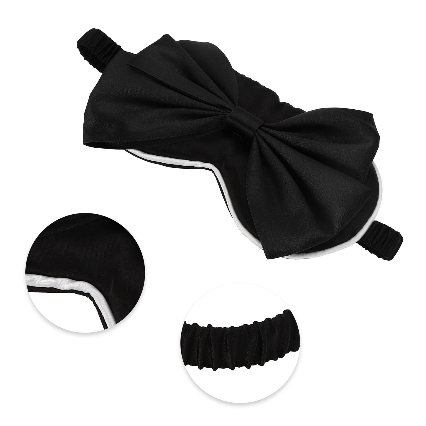 Soft Cute Bow Sleep Mask Elastic Eye Shade Cover for Travel Black