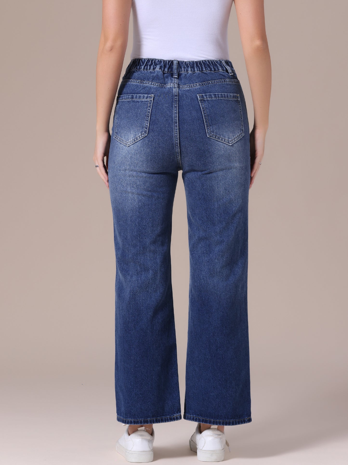 Women's Ripped Jeans Distressed Button Front Stretchy Hole Destroyed High Rise Denim Pants Streetwear