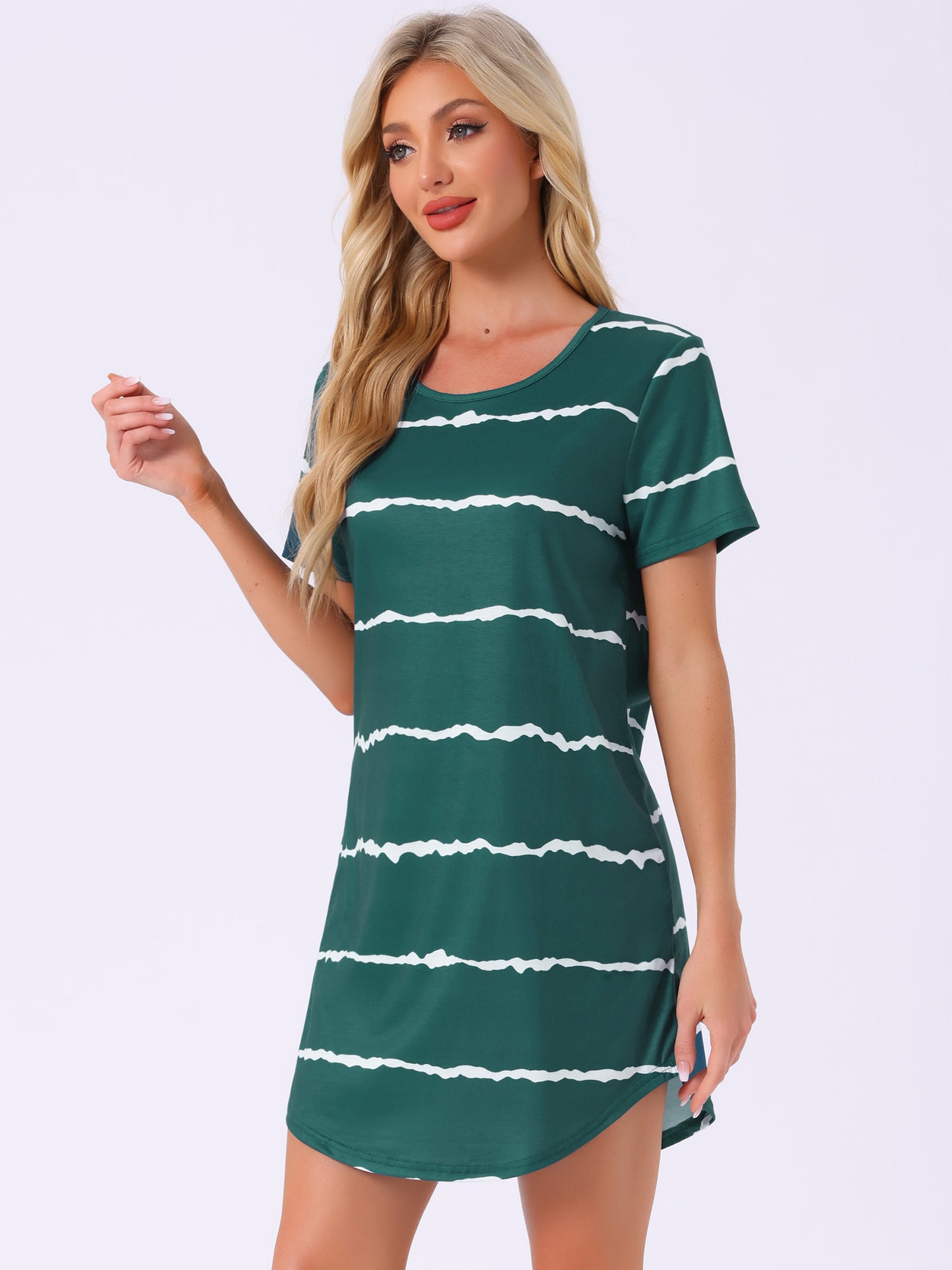 Chemise de nuit à col rond et manches courtes pour femme (grande taille disponible)