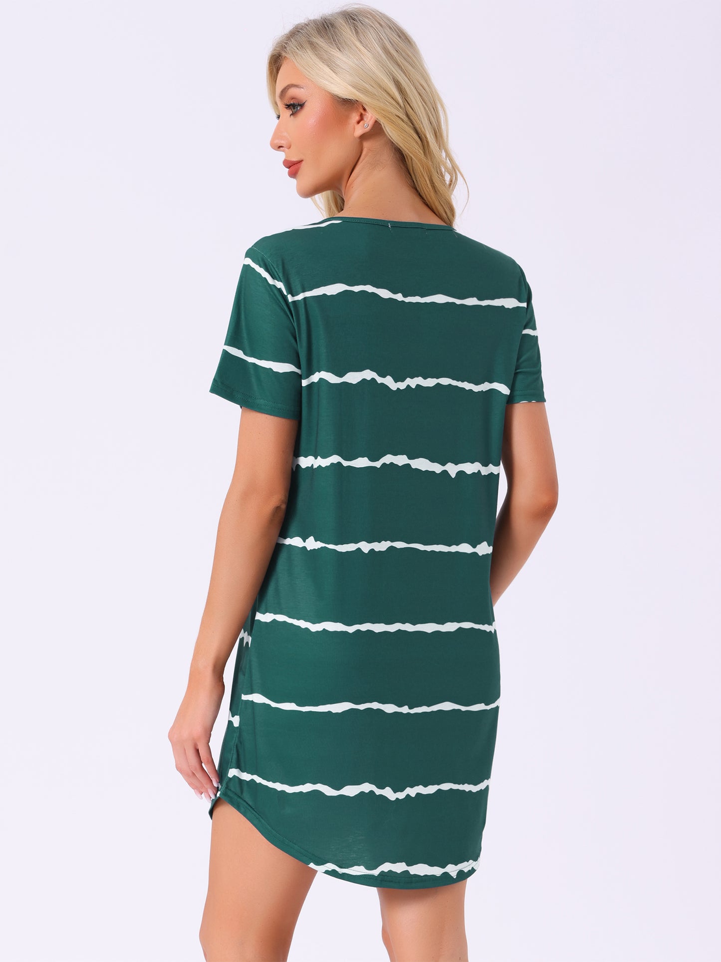 Chemise de nuit à col rond et manches courtes pour femme (grande taille disponible)