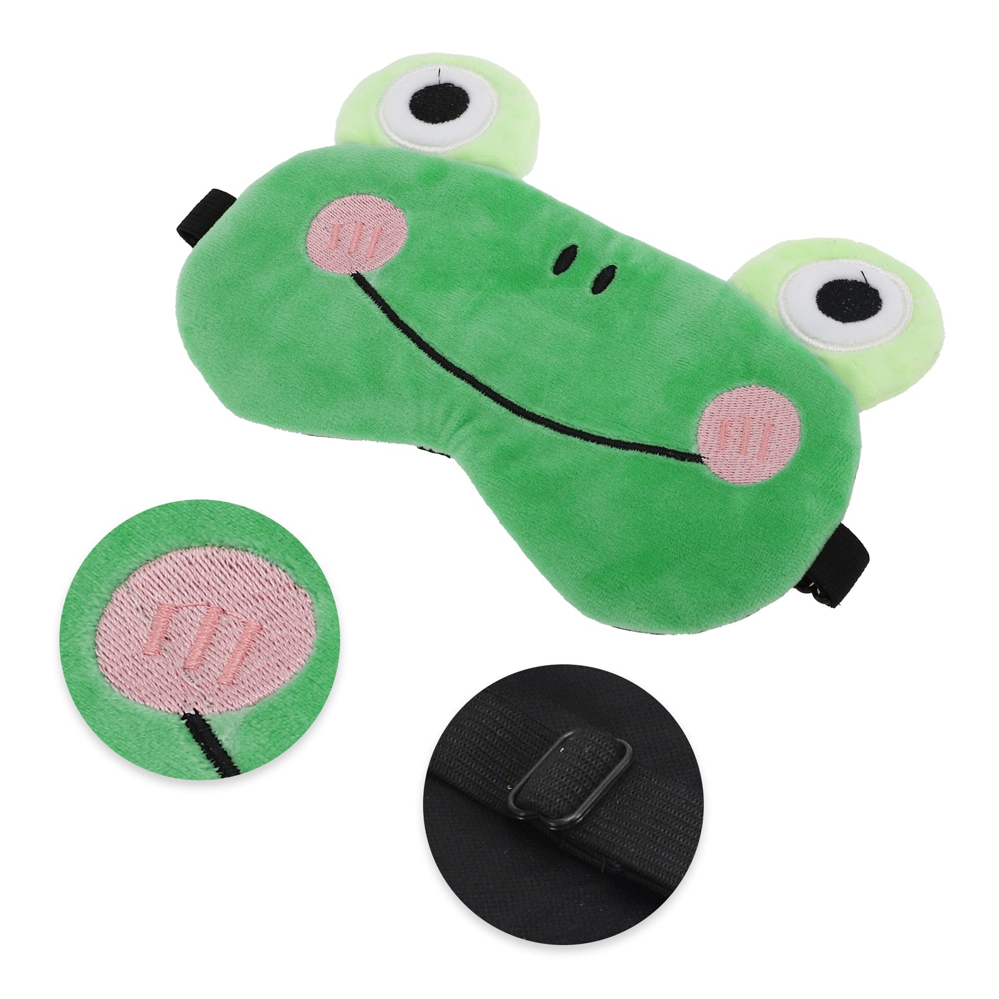 Soft Cartoon Frog Smiling Sleep Mask Eye Shade Cover for Travel Green