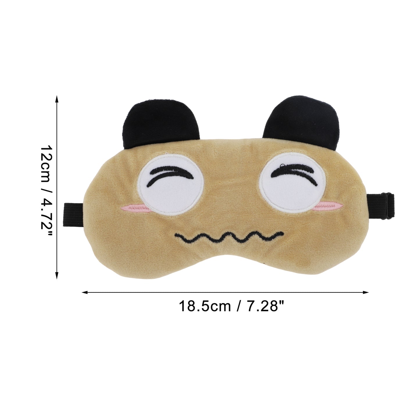 Soft Cartoon Squinting Eyes Sleep Eye Mask for Travel Khaki
