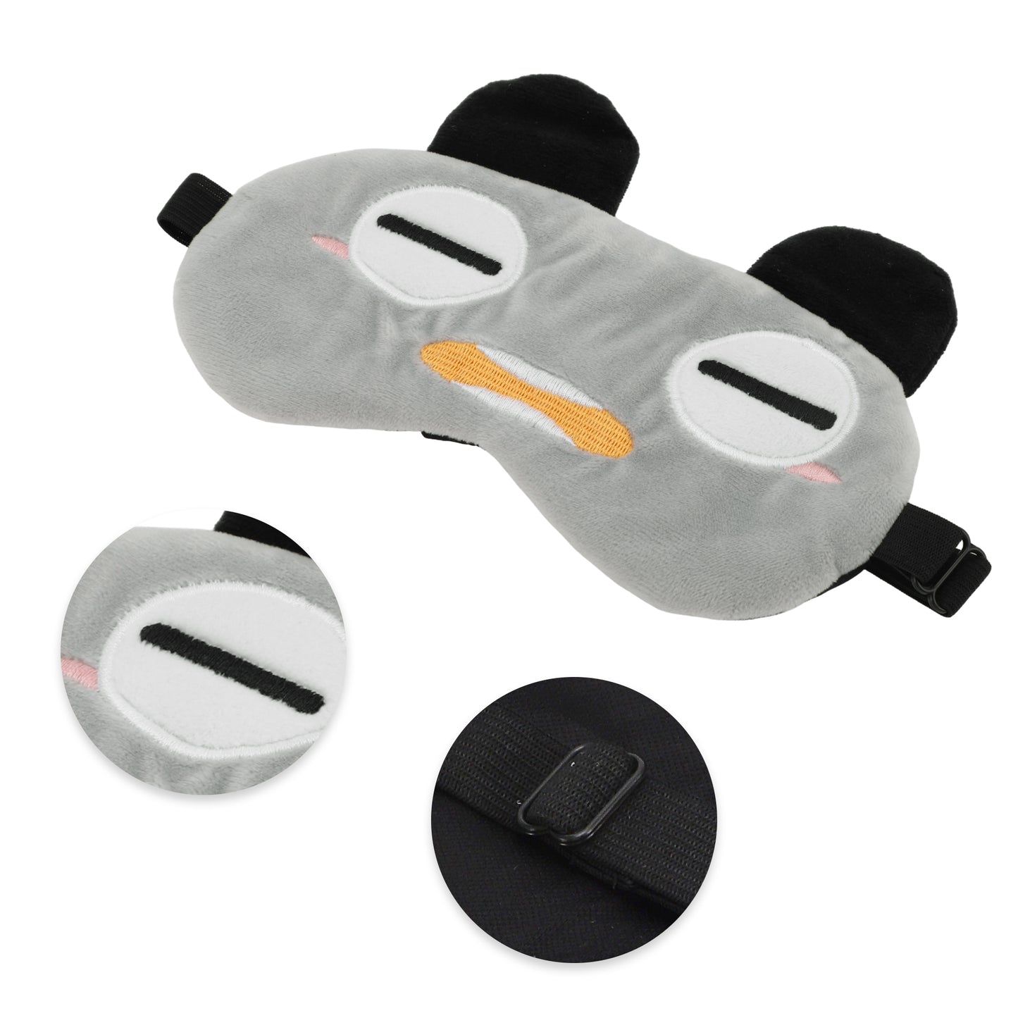 Soft Cartoon Squinting Eyes Sleep Eye Mask for Travel Gray