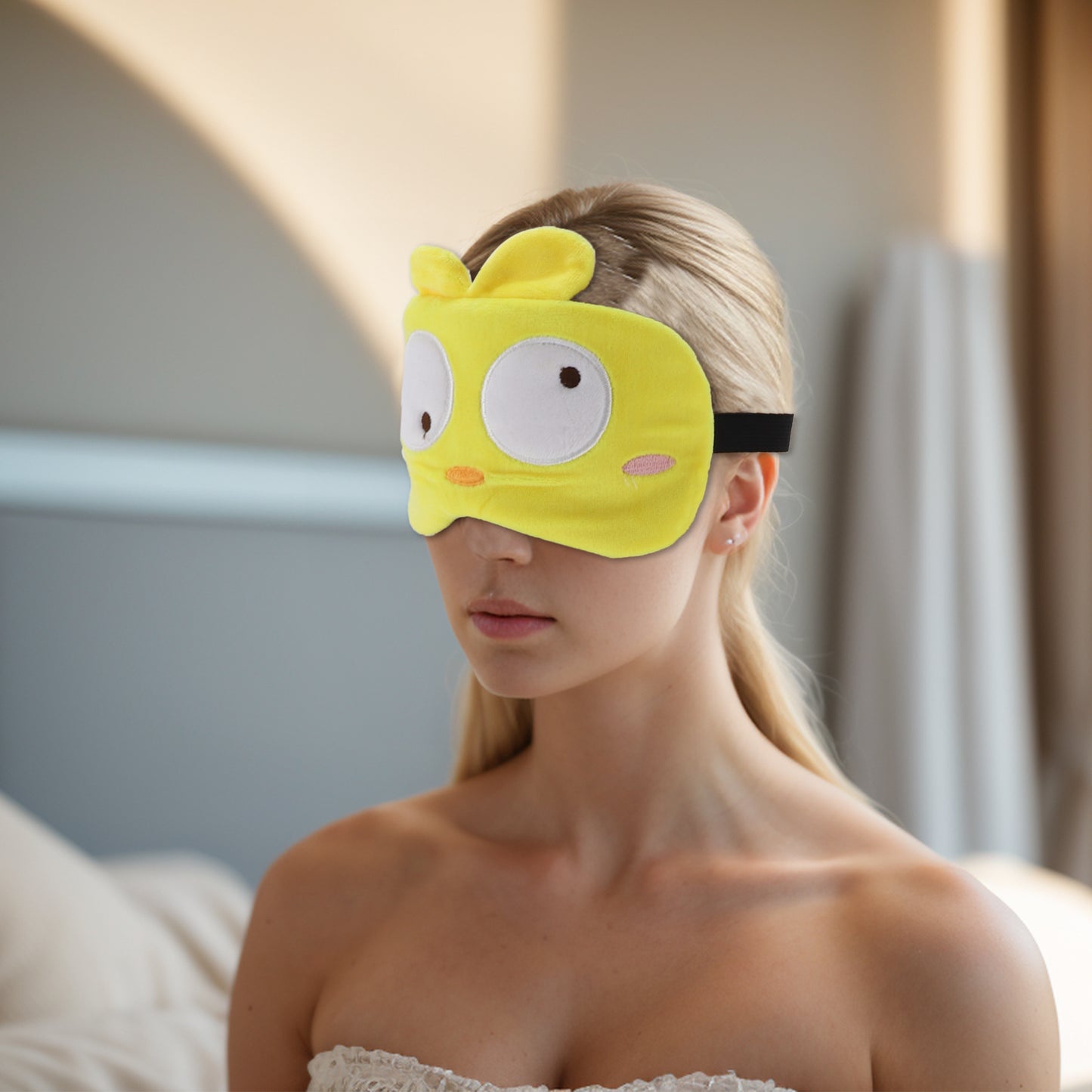 Soft Cartoon Duck Sleep Eye Mask for Travel Yellow