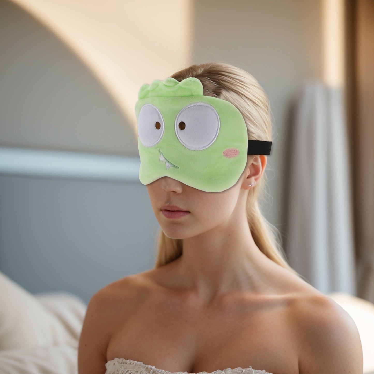 Soft Cartoon Monster Sleep Eye Mask for Travel Green