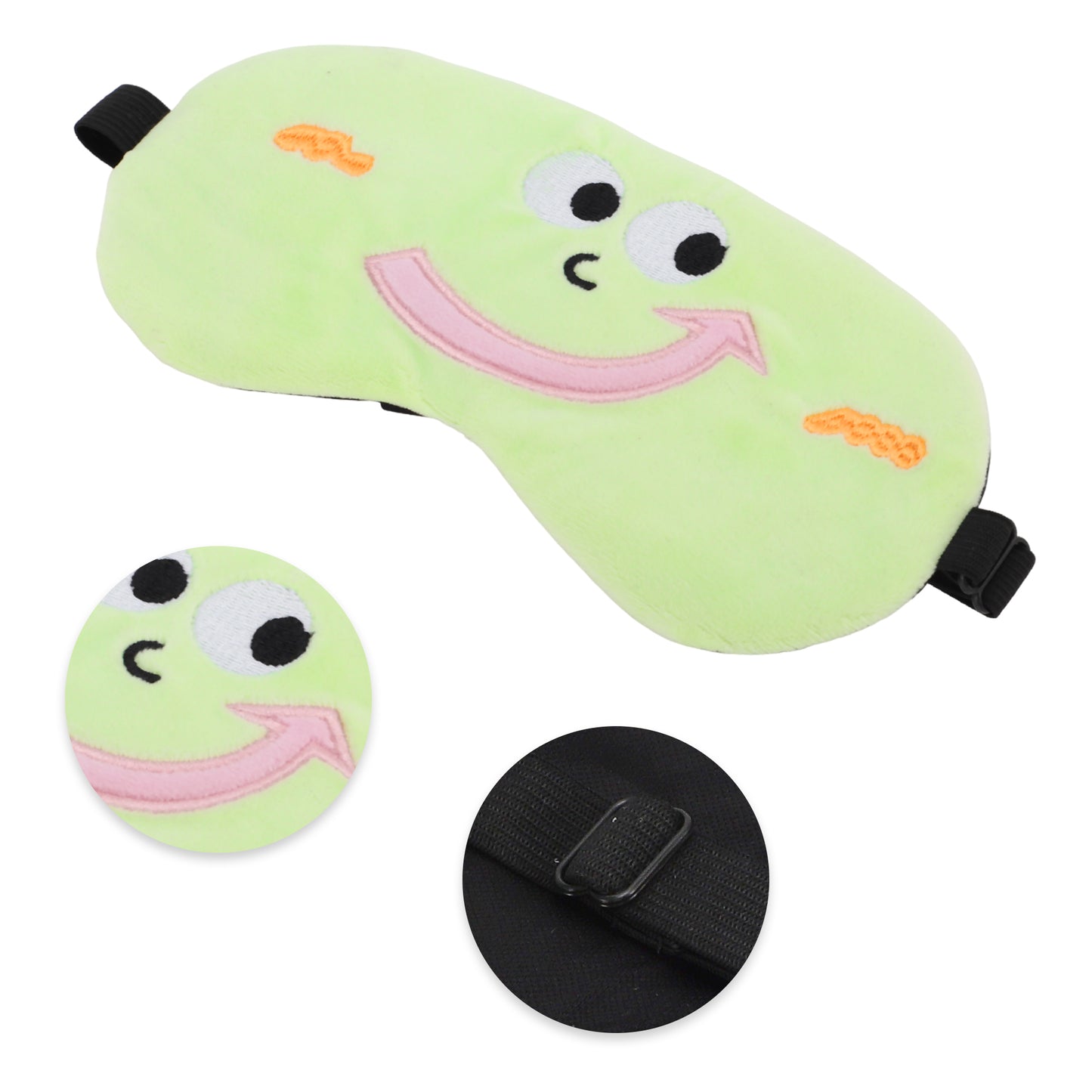 Soft Cartoon Smiling Sleep Eye Mask Shade Cover for Travel Green