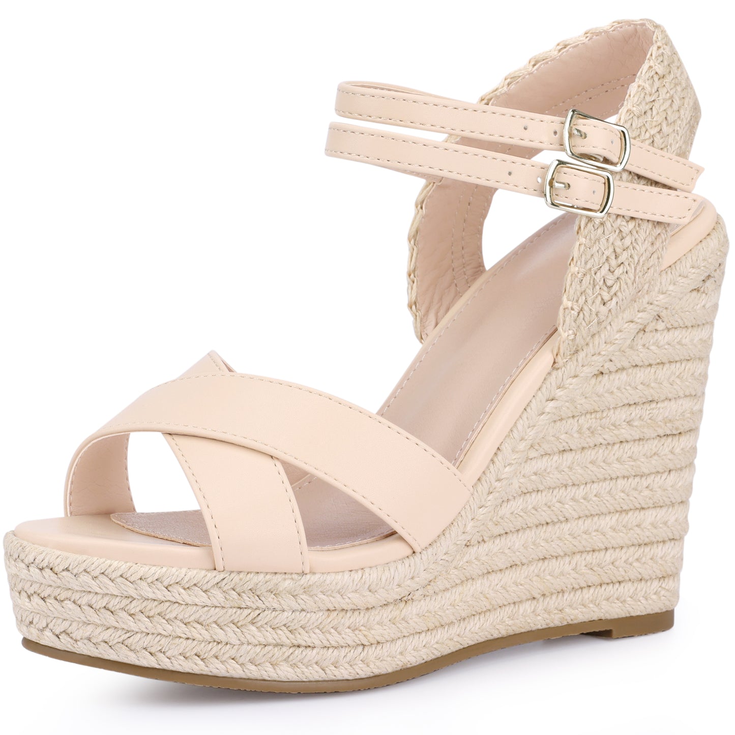 Alpargatas de plataforma para mujer, sandalias de cuña con punta abierta y tacón de cuña