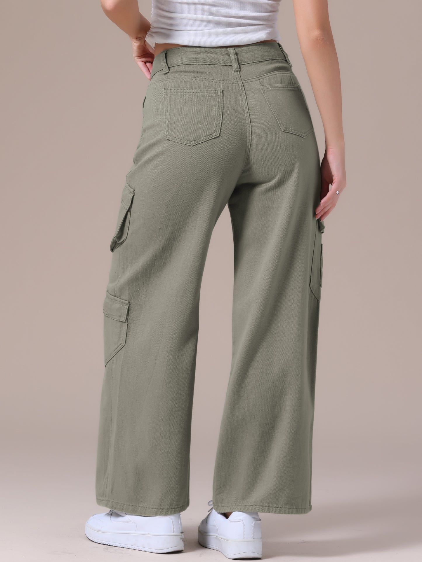 Pantalones vaqueros holgados para mujer, de pierna recta, cintura alta, con múltiples bolsillos, abotonados, sueltos, informales, estilo cargo, ropa de calle