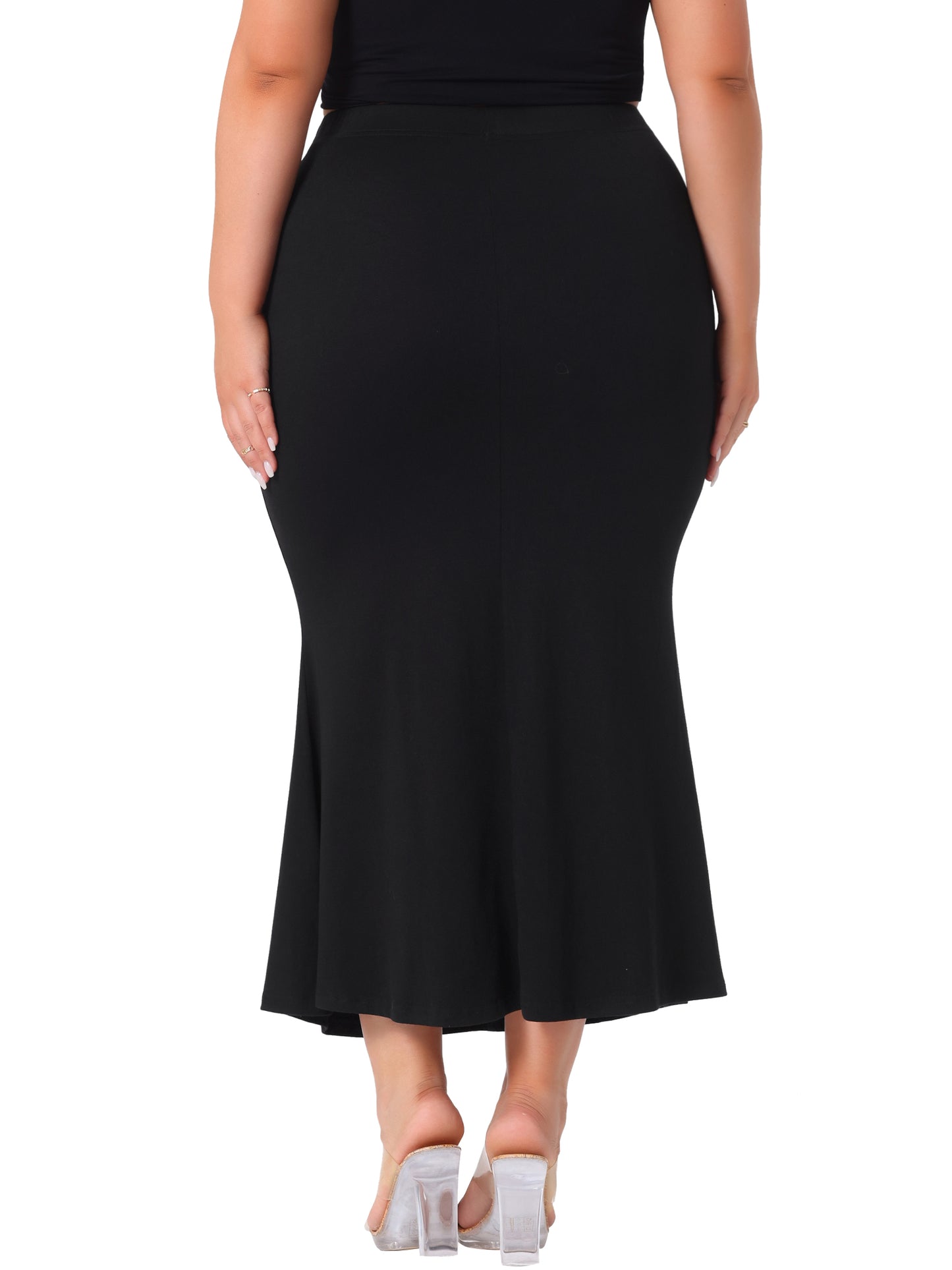 Women Plus Size Skirt Pack Mermaid High Waist Knit Bodycon Long Skirts