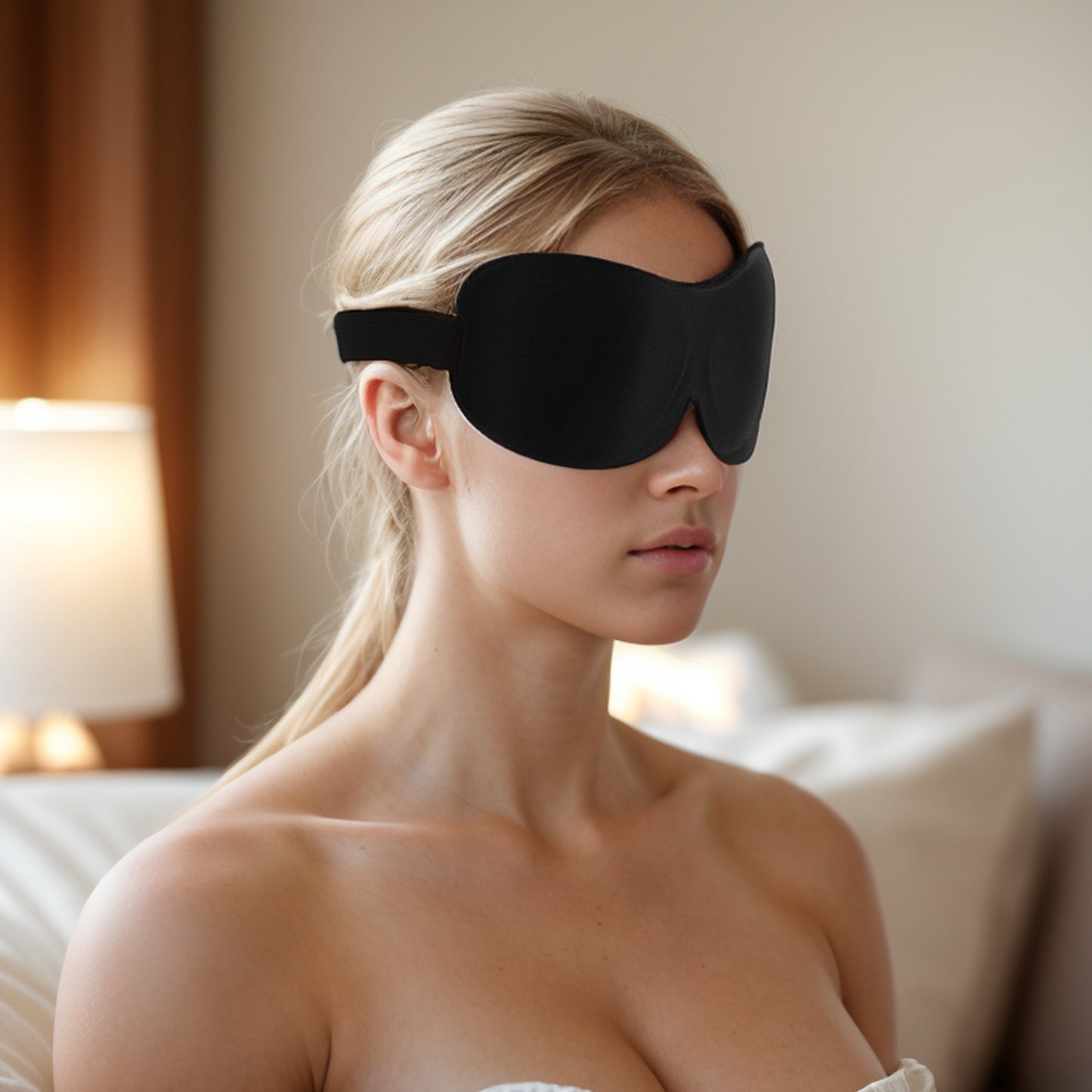 Breathable Magic Tapes 3D Sleep Mask Eye Shade Cover for Rest Black