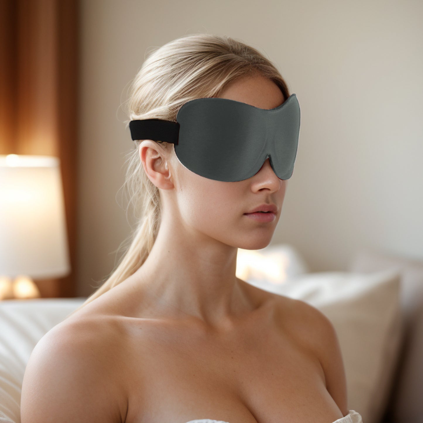 Breathable Magic Tapes 3D Sleep Mask Eye Shade Cover for Rest Gray
