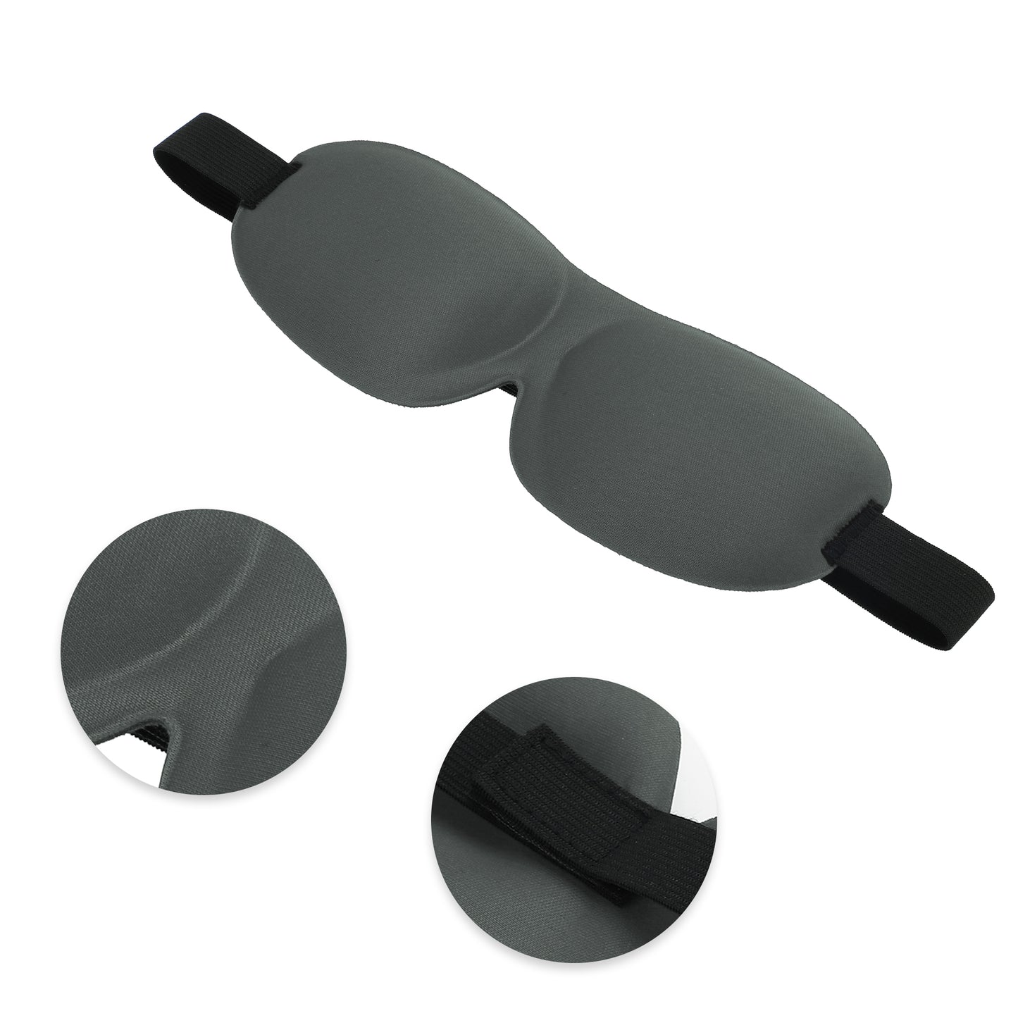 Breathable Magic Tapes 3D Sleep Mask Eye Shade Cover for Rest Gray