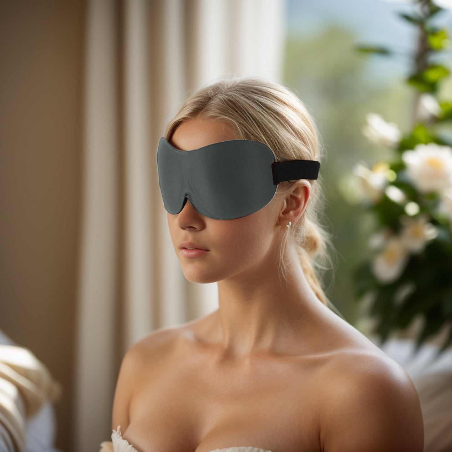 Breathable Magic Tapes 3D Sleep Mask Eye Shade Cover for Rest Gray