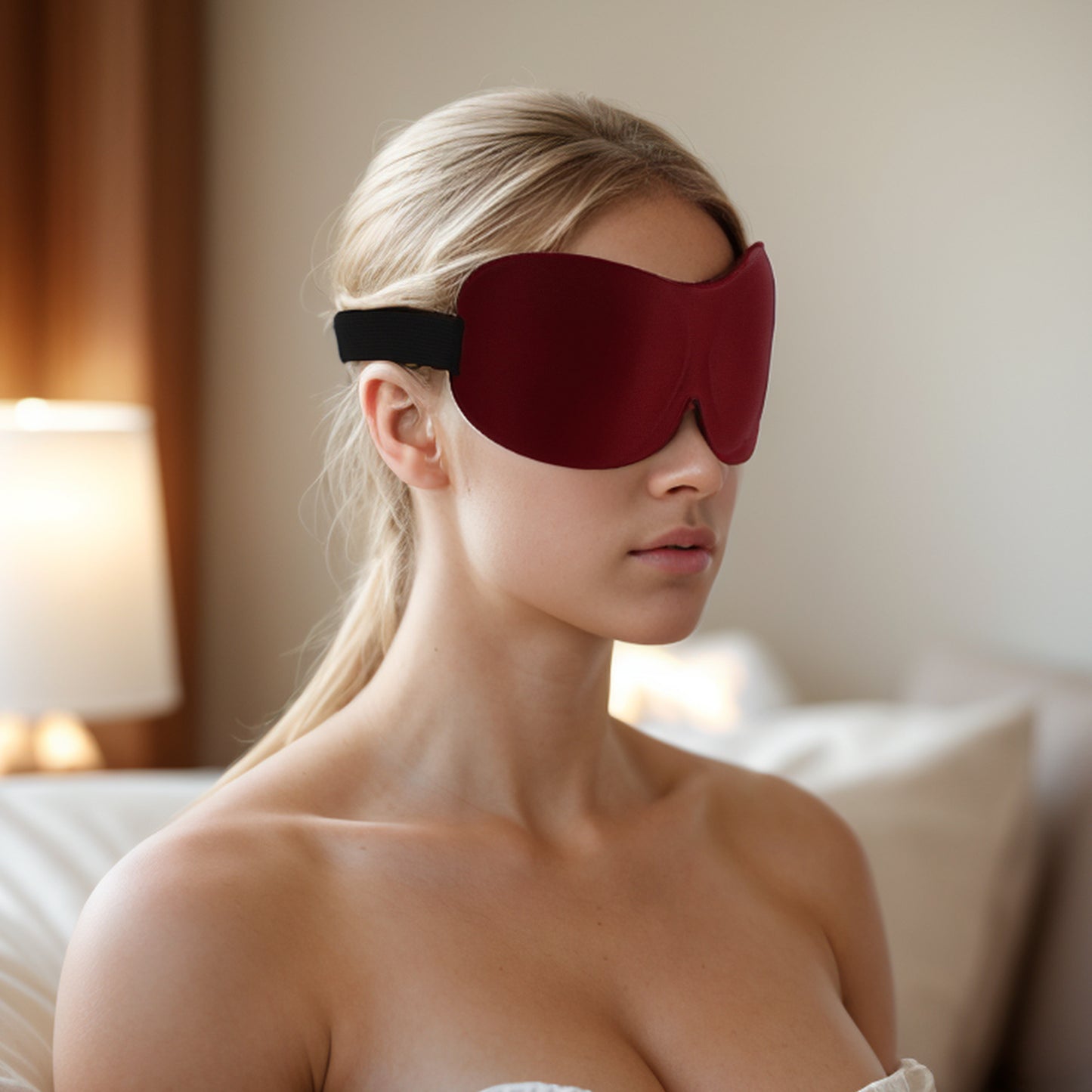 Breathable Magic Tapes 3D Sleep Mask Eye Shade Cover for Rest Wine Red