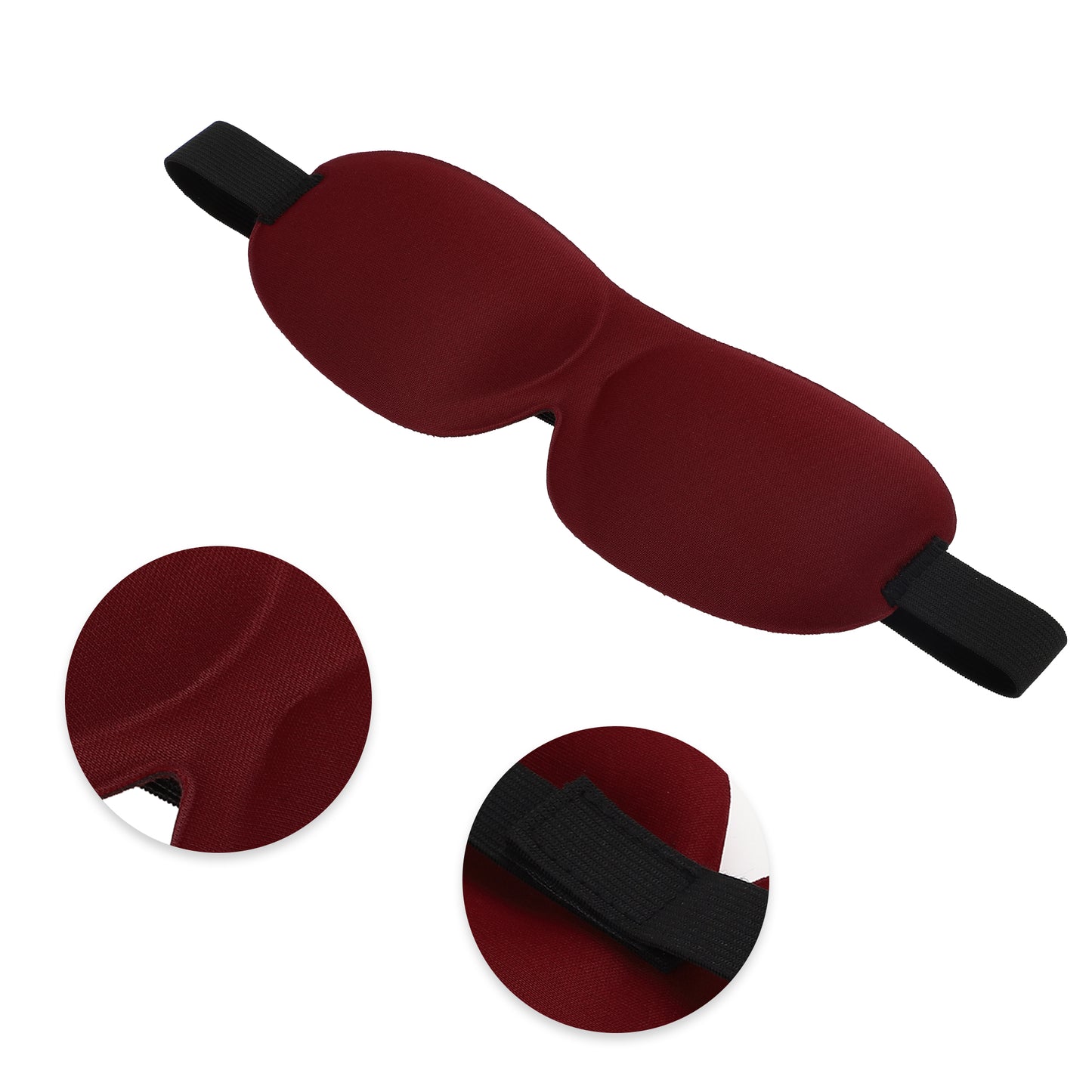 Breathable Magic Tapes 3D Sleep Mask Eye Shade Cover for Rest Wine Red