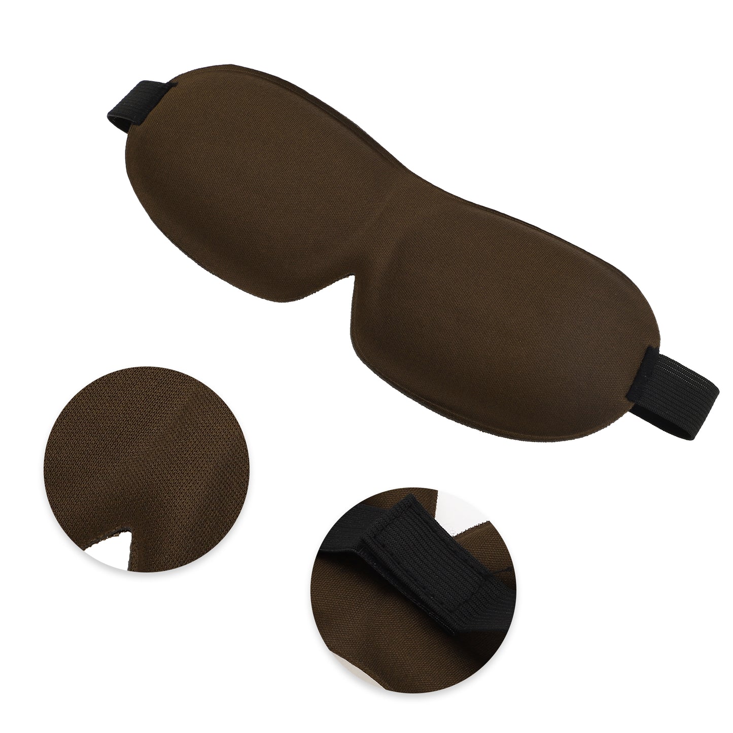 Breathable Magic Tapes 3D Sleep Mask Eye Shade Cover for Rest Coffee Color