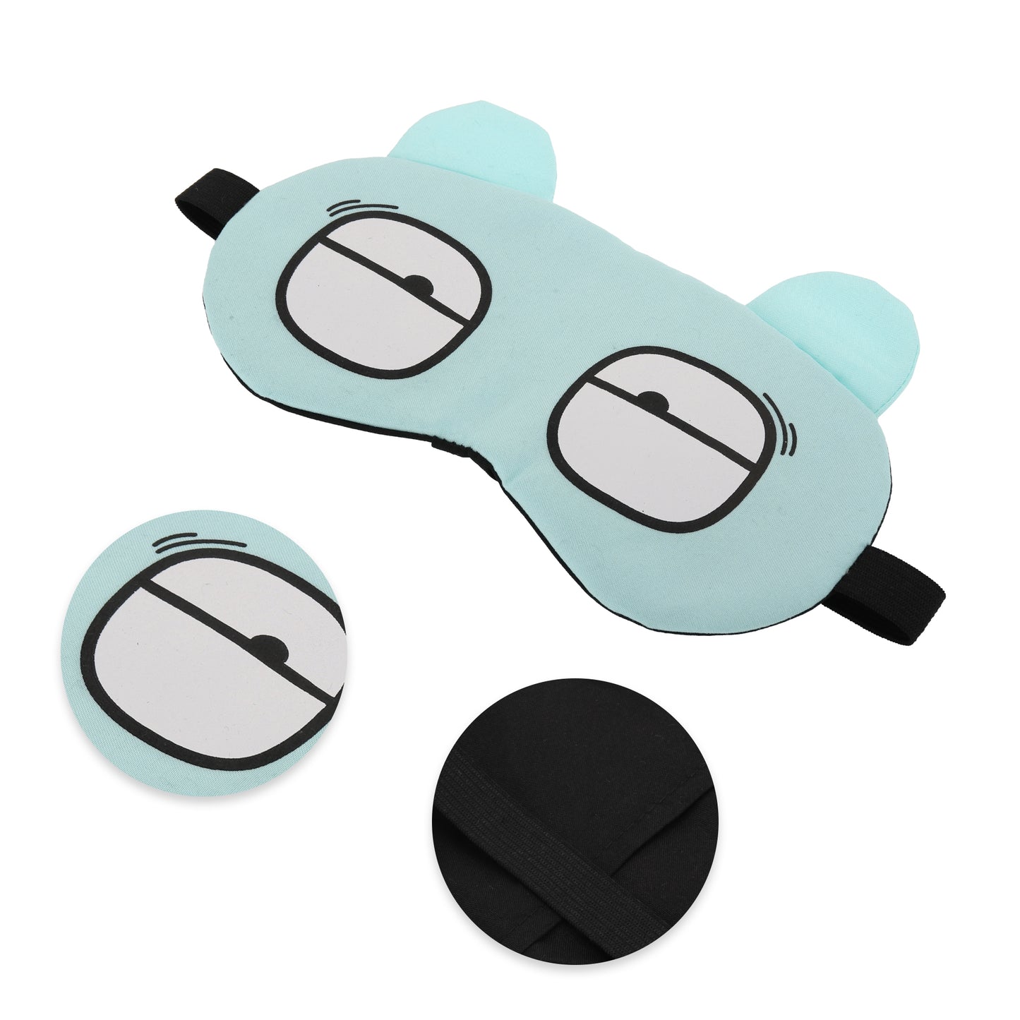 Soft Cartoon Funny Eyes Sleep Mask for Travel Rest Light Blue