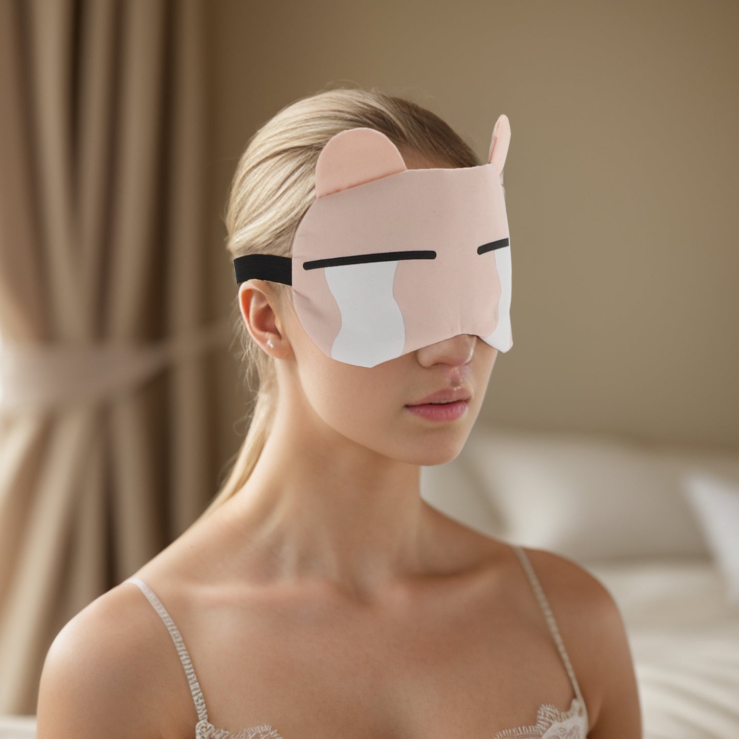 Soft Cartoon Tears Sleep Mask Eye Shade Cover for Travel Pink