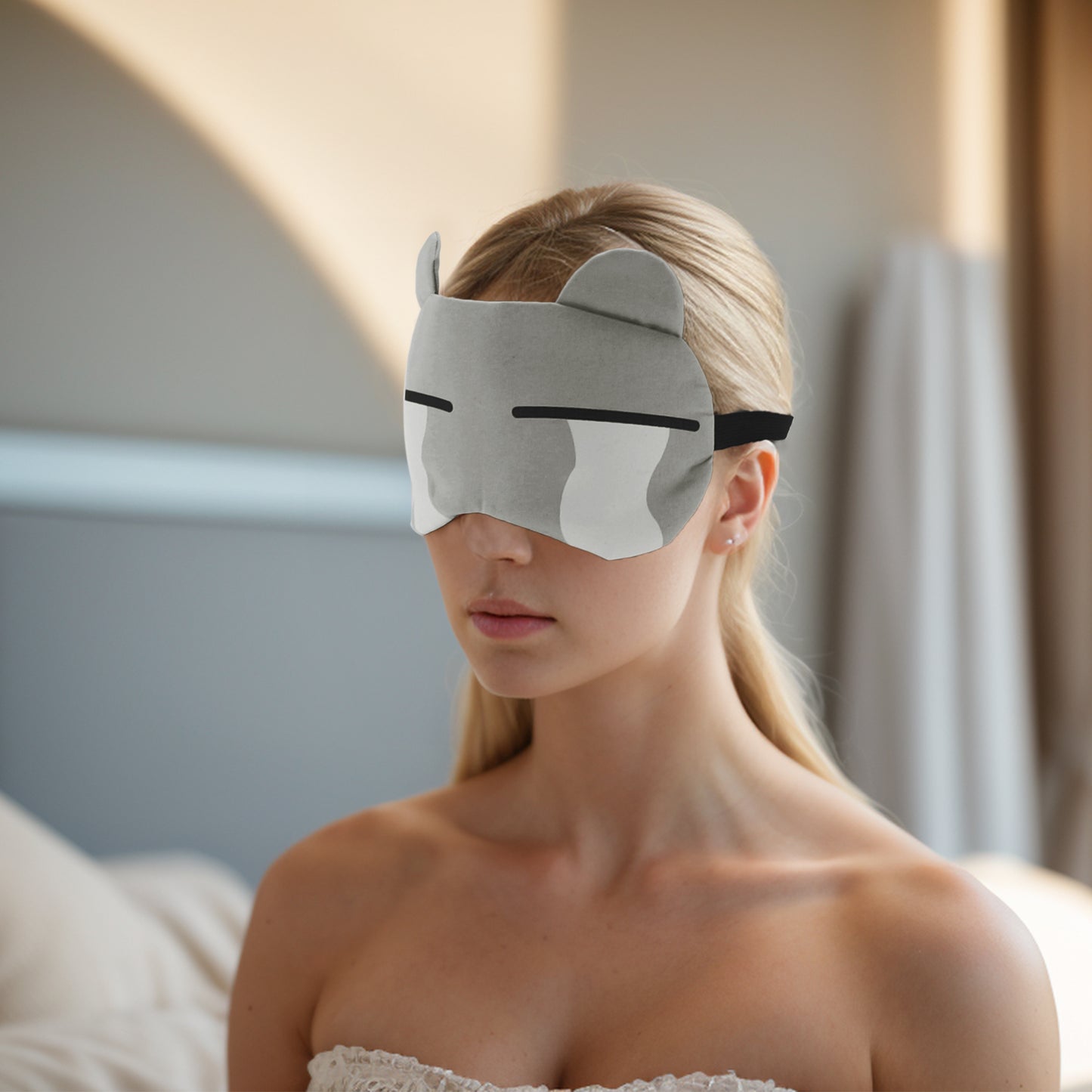 Soft Cartoon Tears Sleep Mask Eye Shade Cover for Travel Gray