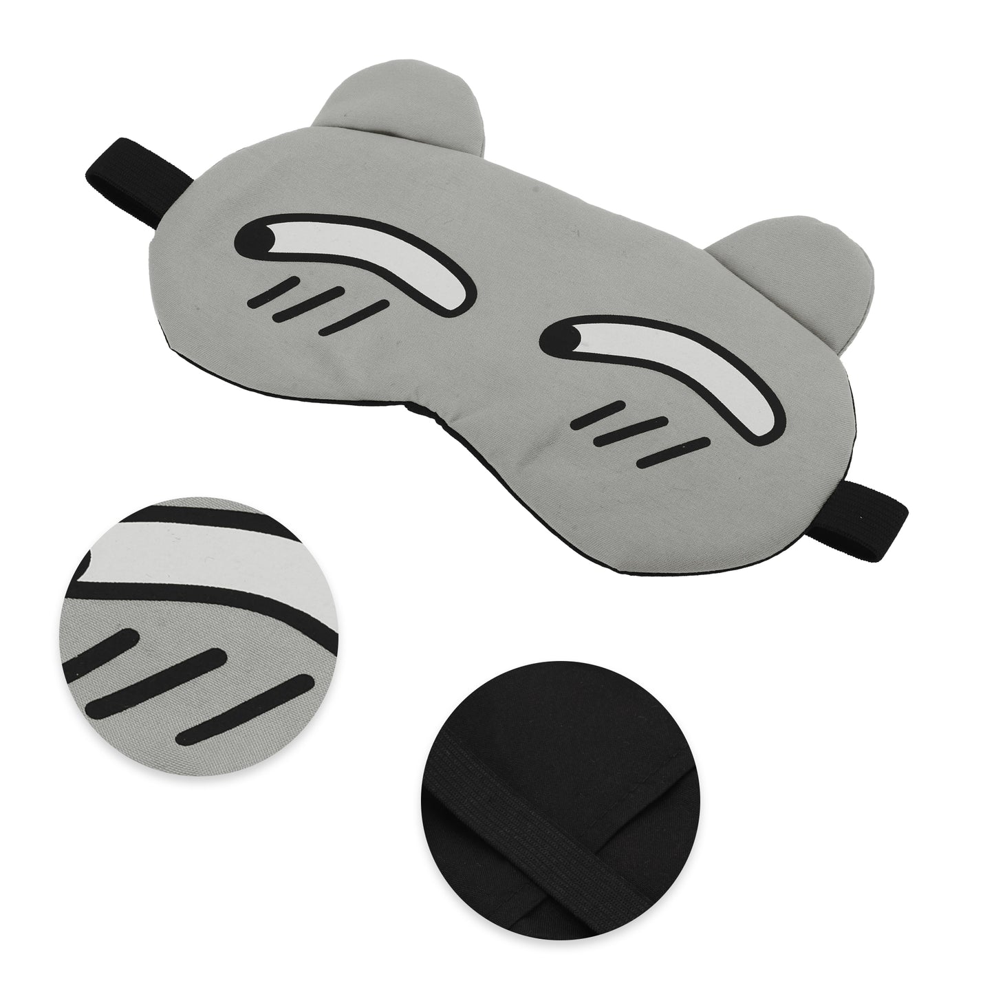 Soft Cartoon Cunning Expression Sleep Mask for Travel Gray