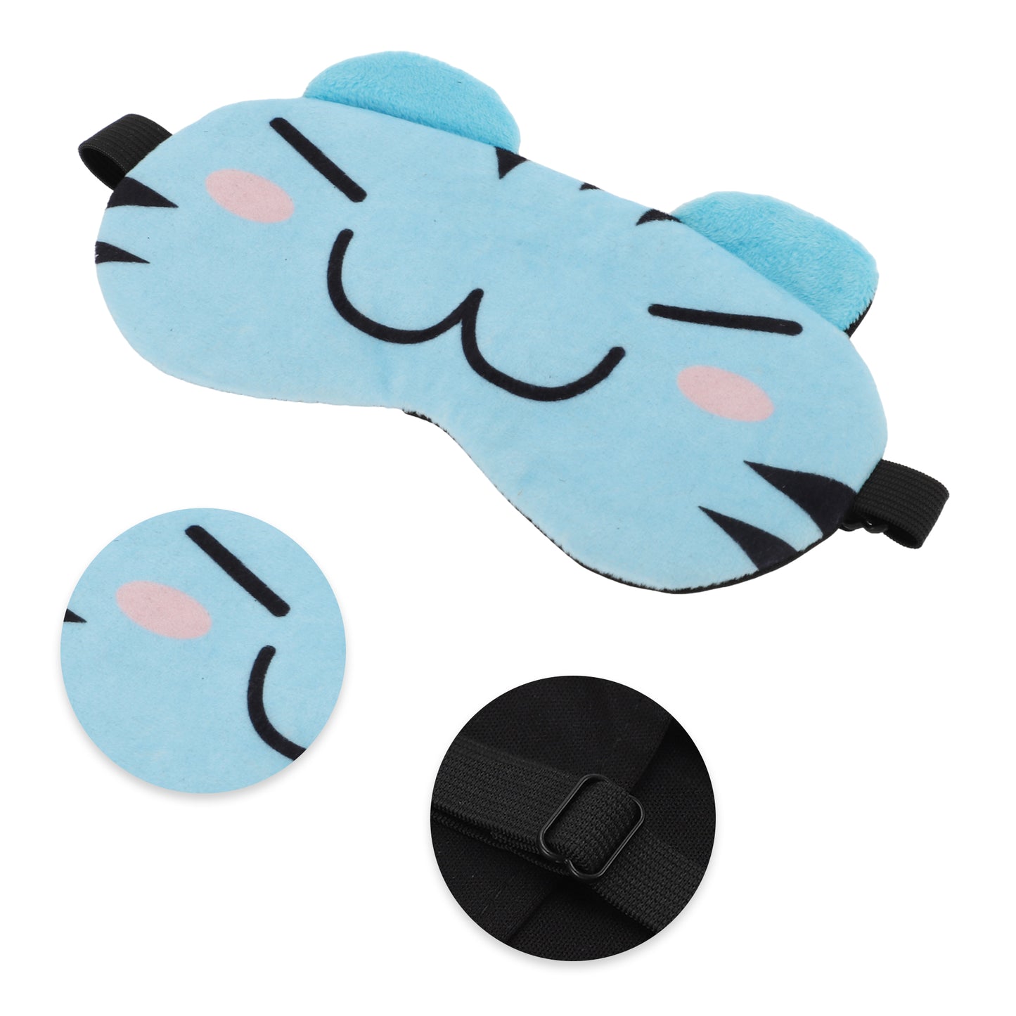Soft Cartoon W-Mouth Sleep Mask Eye Shade Cover for Travel Light Blue