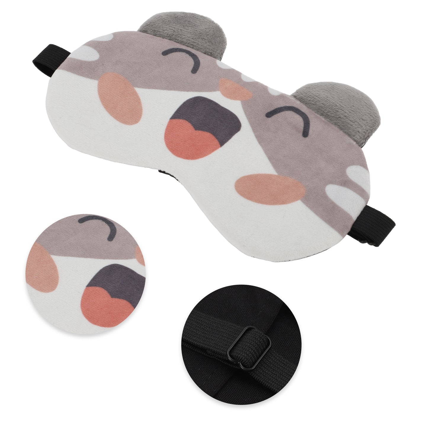 Soft Cartoon Laughing Sleep Mask Eye Shade Cover for Travel Khaki
