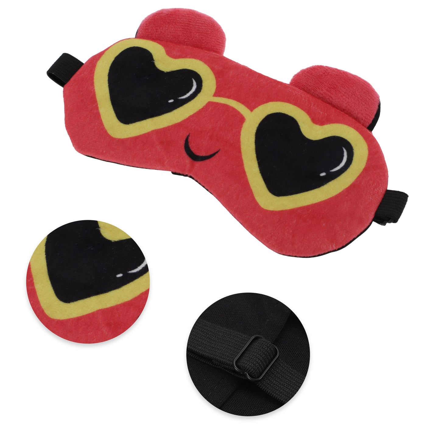 Soft Cartoon Love Glasses Eye Sleep Mask for Travel Deep Pink