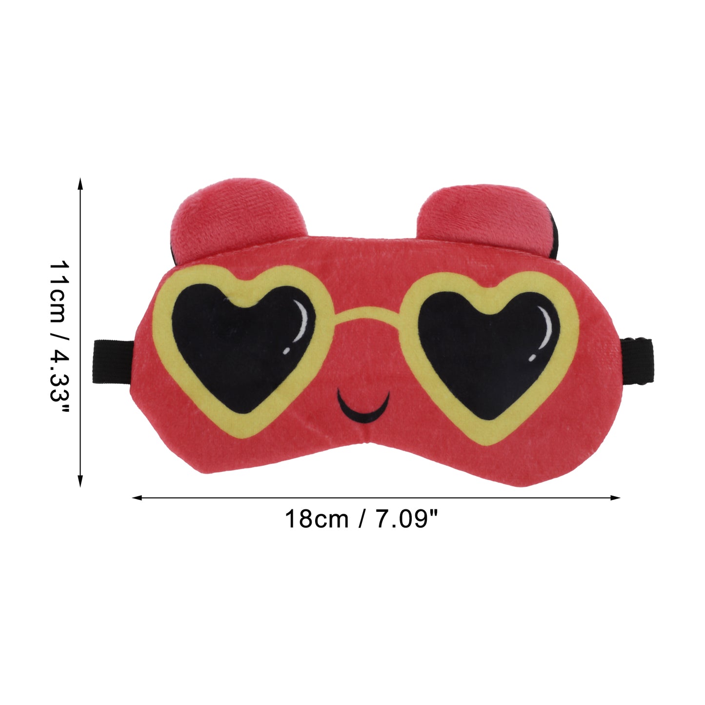 Soft Cartoon Love Glasses Eye Sleep Mask for Travel Deep Pink