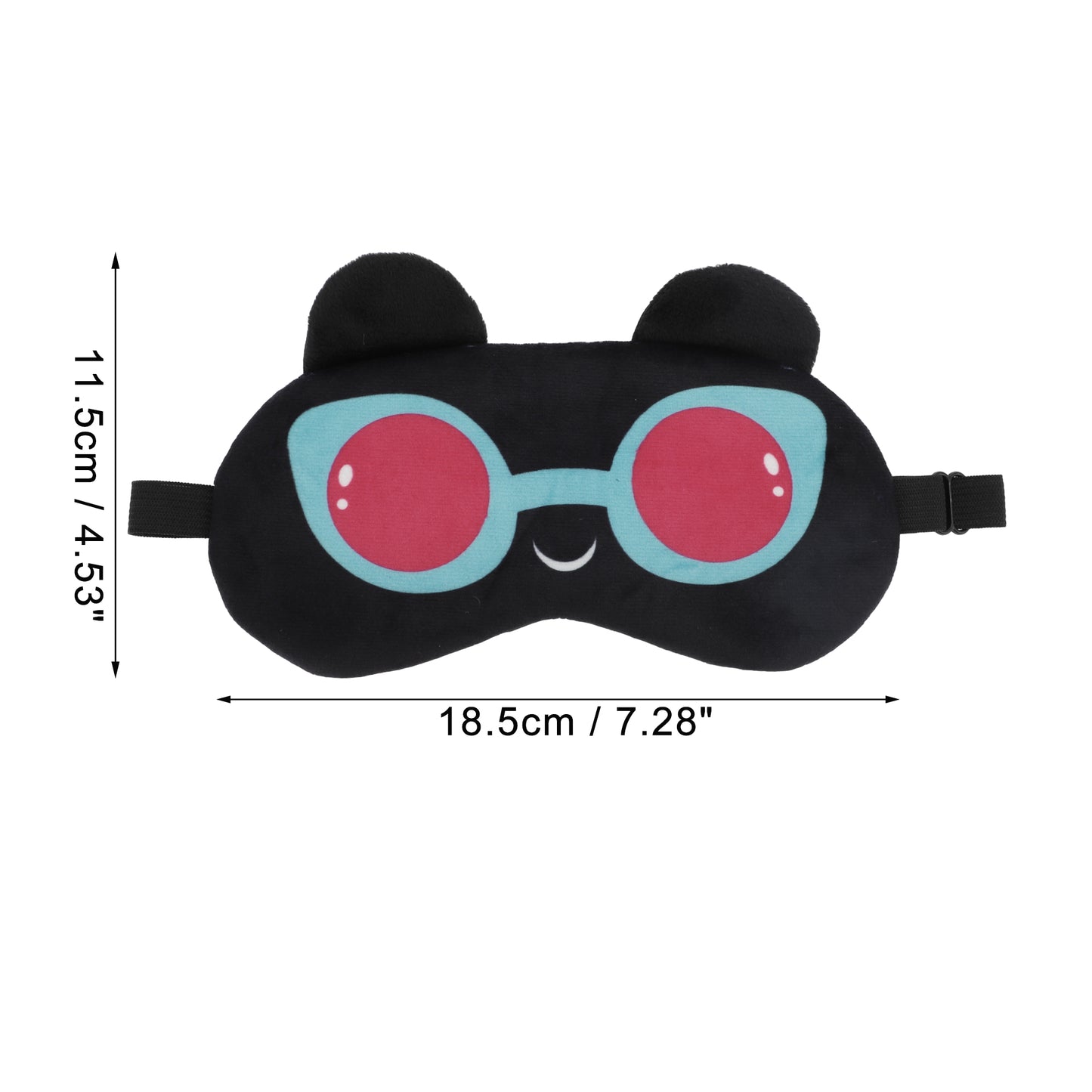 Soft Cartoon Red Glasses Sleep Eye Mask for Travel Black Red