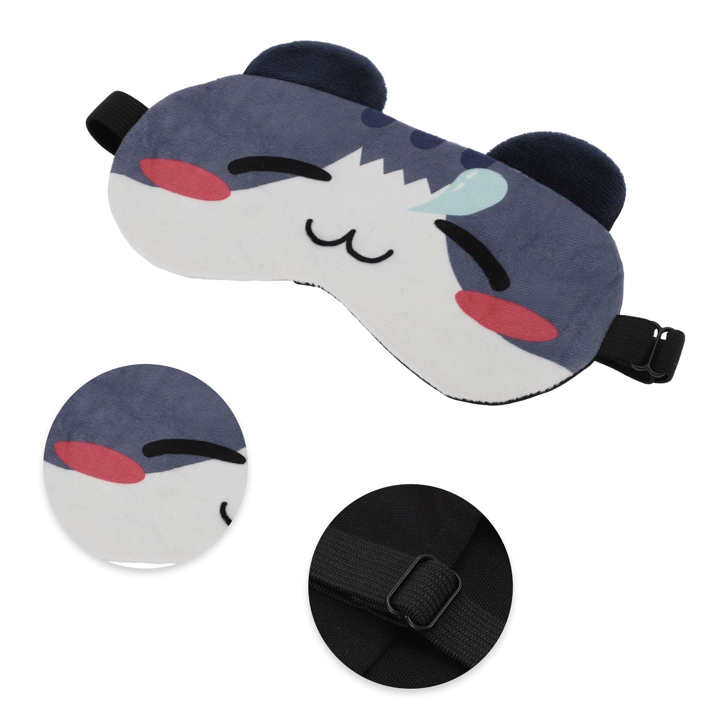 Soft Cartoon Snotlout Cat Sleep Eye Mask for Travel Gray Blue