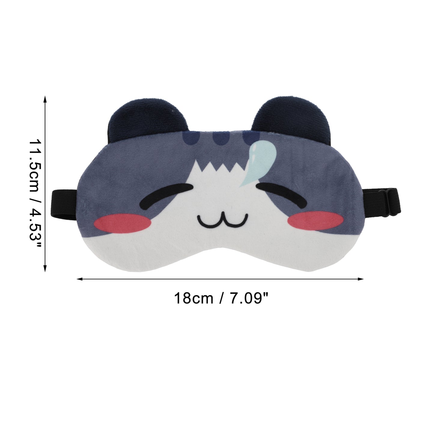 Soft Cartoon Snotlout Cat Sleep Eye Mask for Travel Gray Blue