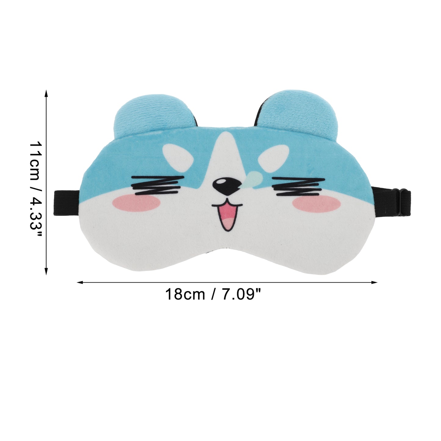 Soft Cartoon Squinting Eyes Sleep Eye Mask for Travel Blue White