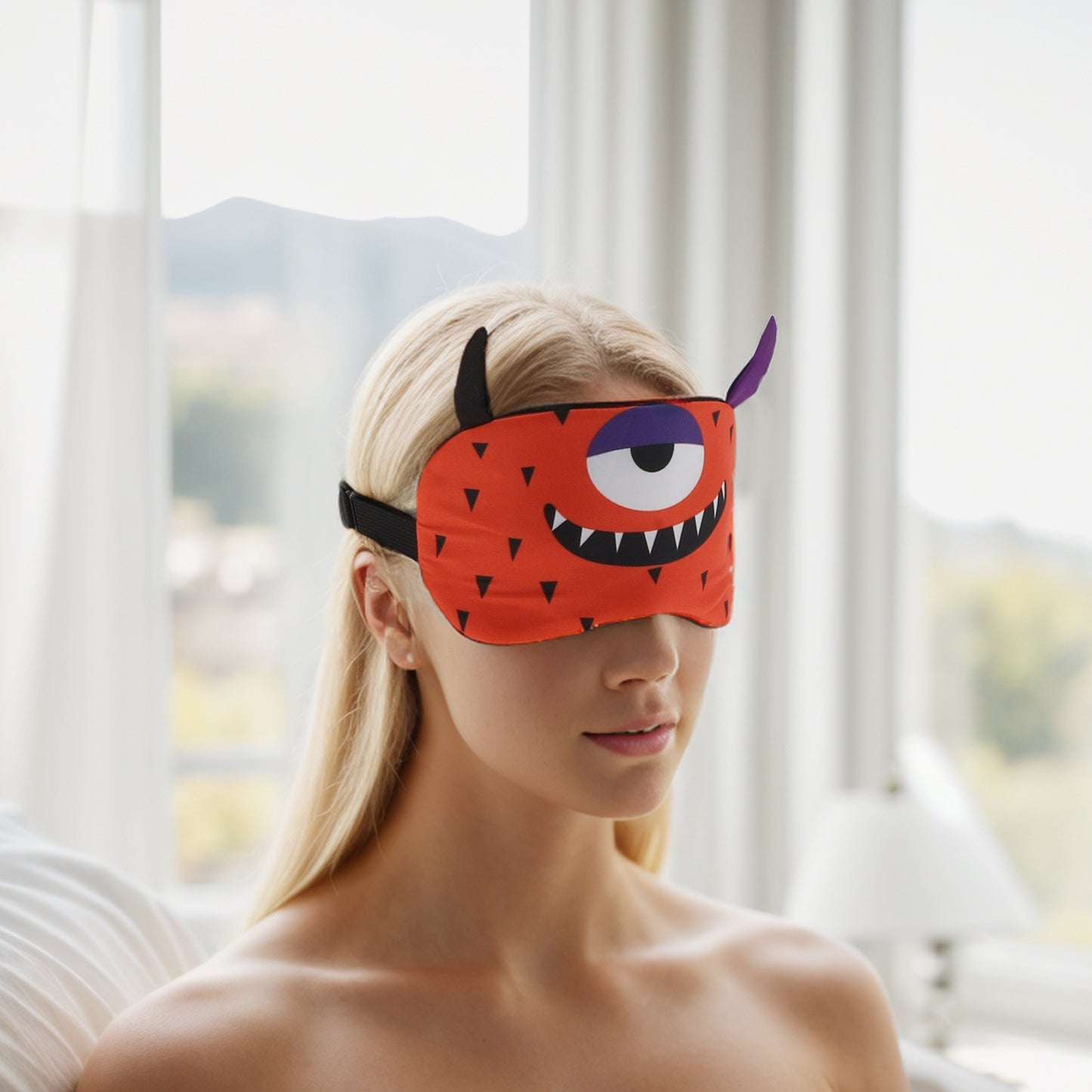 Soft Sleep Mask Cartoon Monsters Eye Shade Cover for Rest Orange