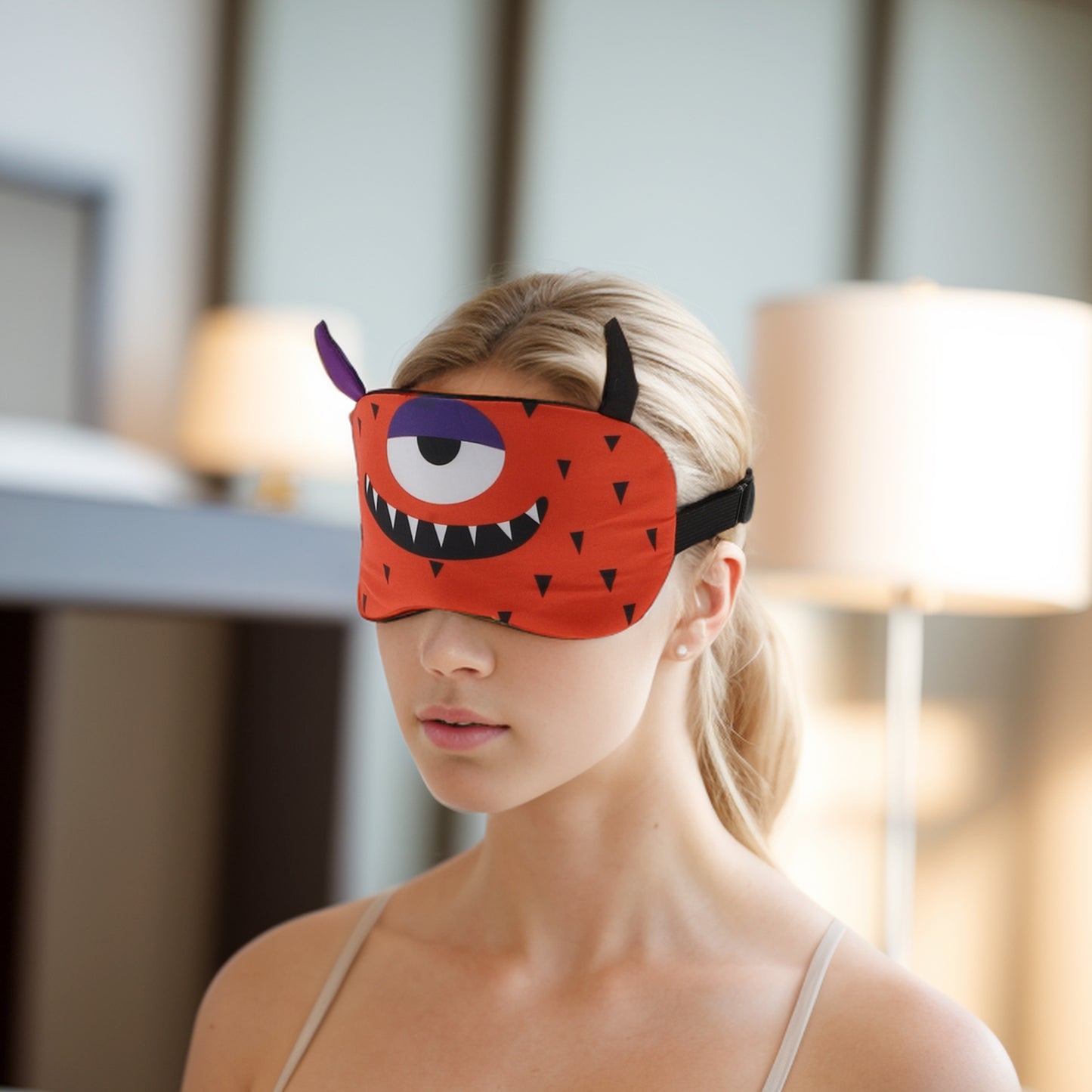 Soft Sleep Mask Cartoon Monsters Eye Shade Cover for Rest Orange