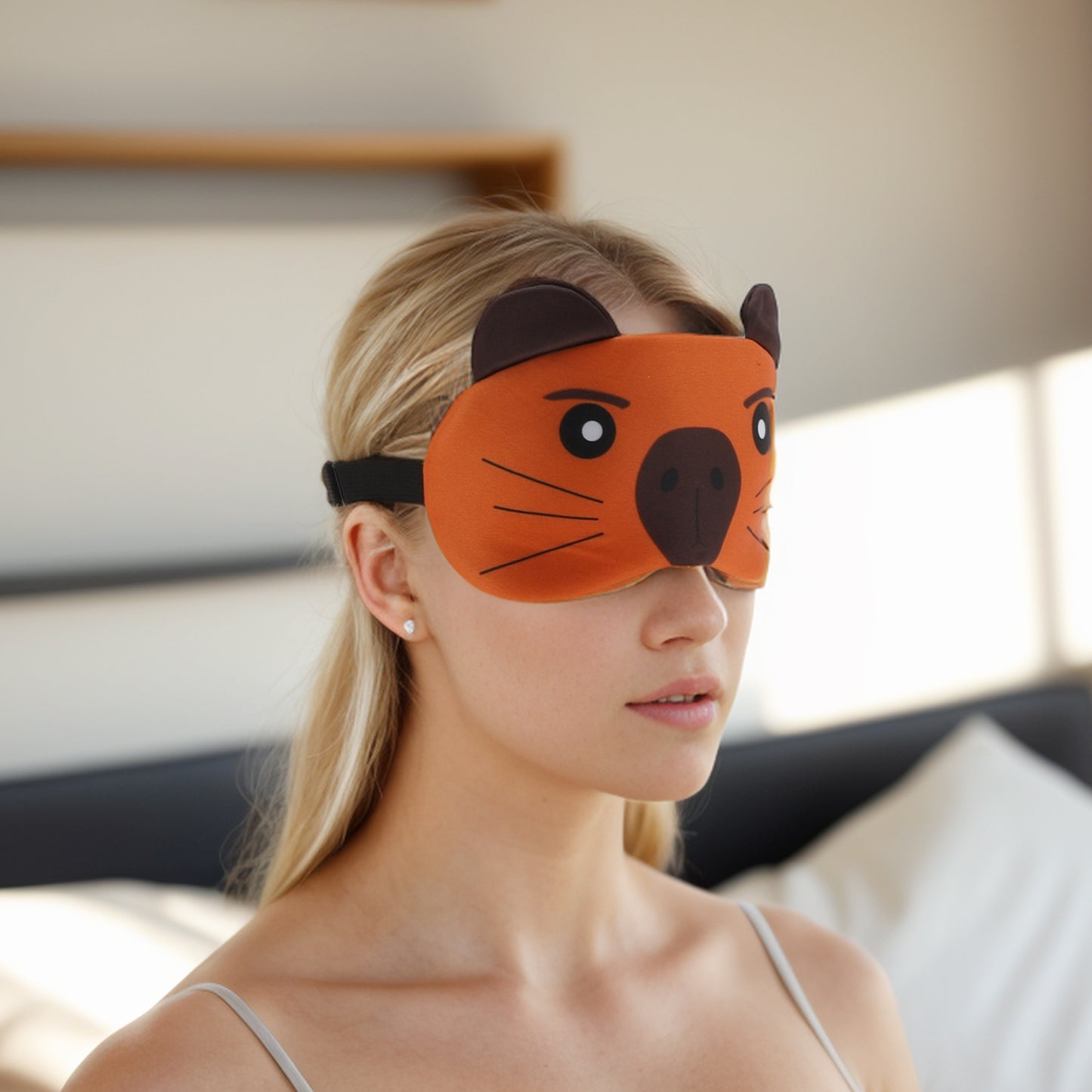 Soft Sleep Mask Cartoon Pattern Eye Shade Cover for Rest Orange
