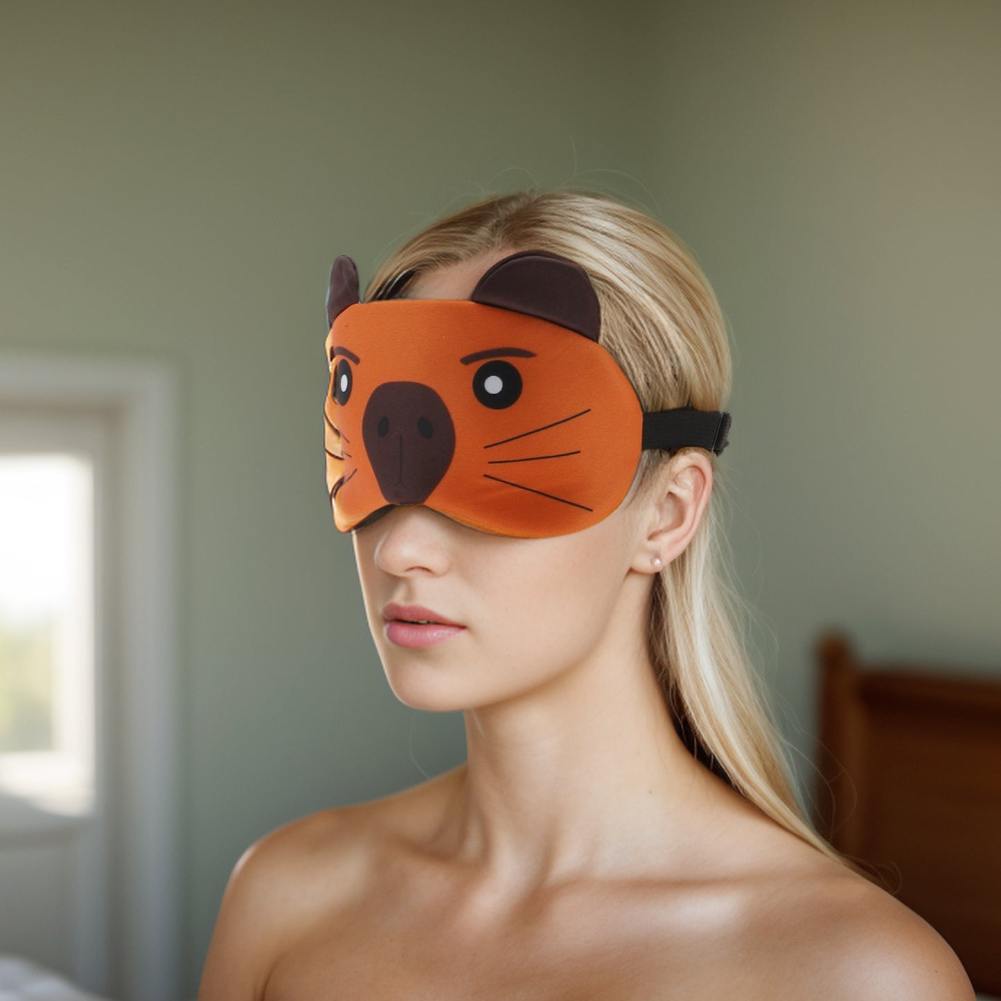 Soft Sleep Mask Cartoon Pattern Eye Shade Cover for Rest Orange