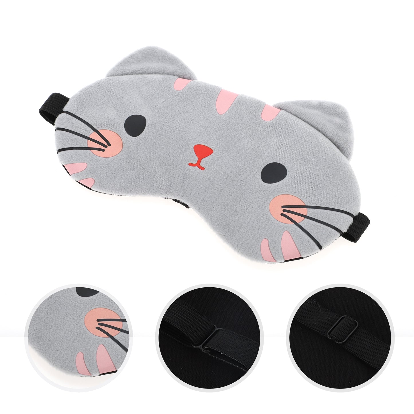 Soft Sleep Mask Cartoon Cat Eye Shade Cover for Rest Gray