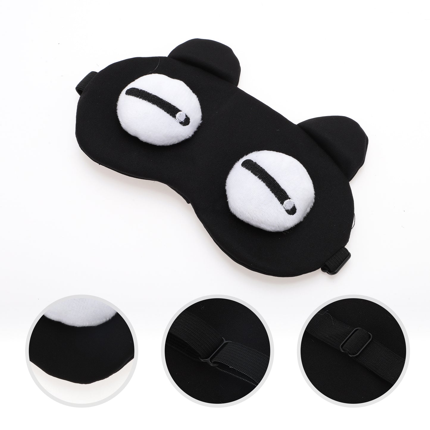 Soft Cartoon Eyes Sleep Mask Eye Shade Cover for Rest Black